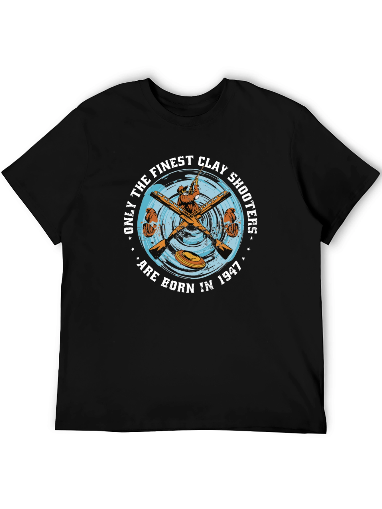 Black Finest Clay Shooters Born in 1947 Black T-Shirt view 5