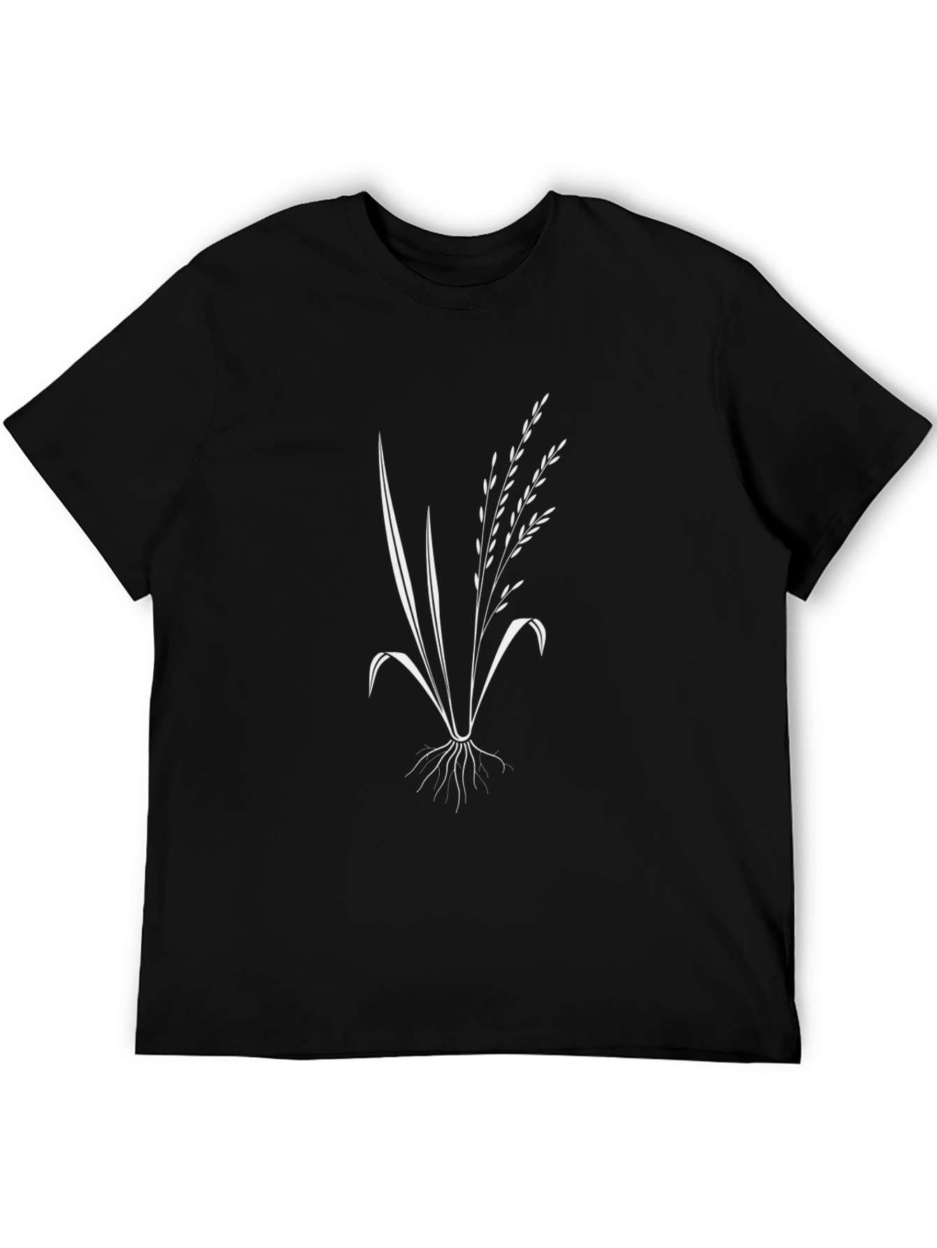 Black Black T-Shirt with Botanical Plant Design view 5