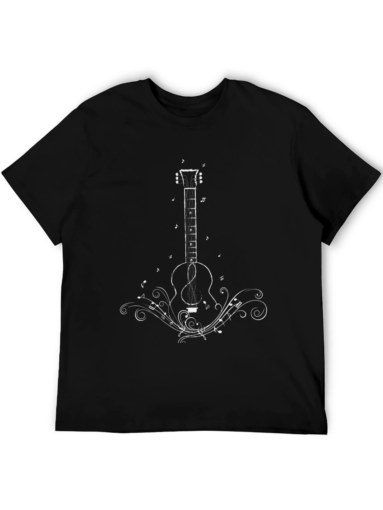 Black Guitar Music T-Shirt - Black Cotton Blend Tee view 5