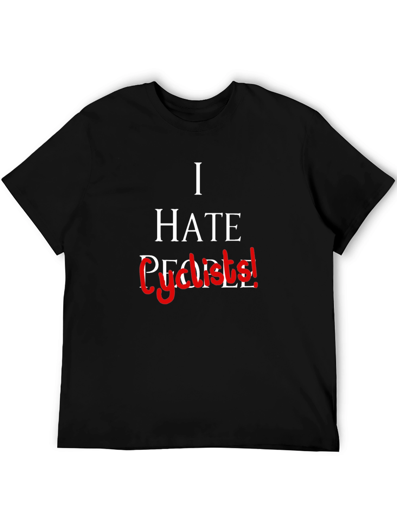 Black I Hate People... Cyclists! Graphic Tee view 5