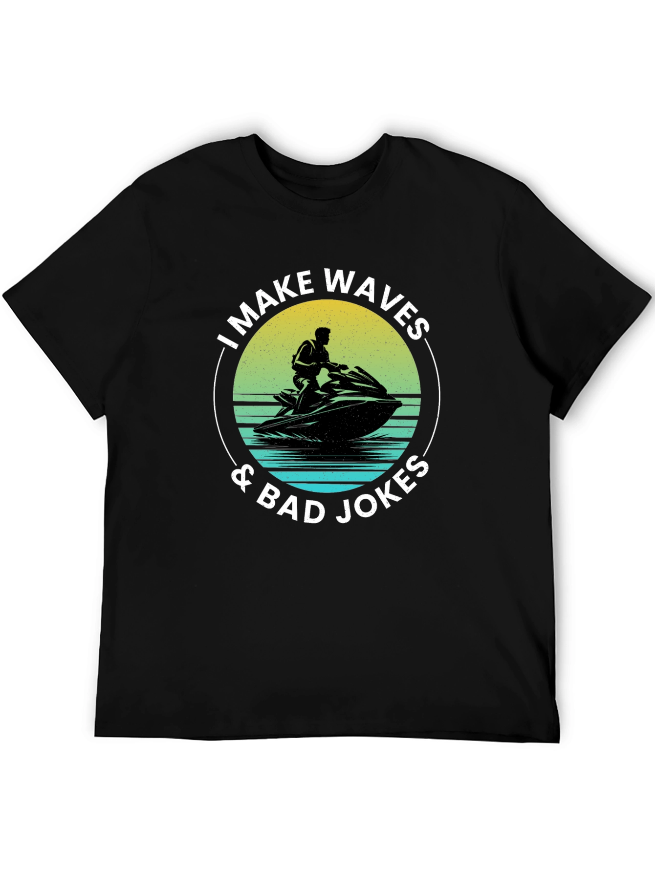 Black I Make Waves & Bad Jokes T-Shirt view 5