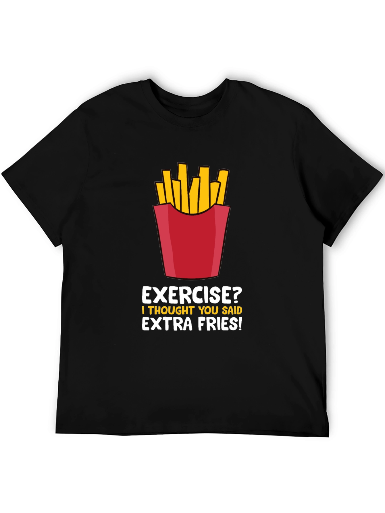 Black Funny Extra Fries Graphic T-Shirt view 5
