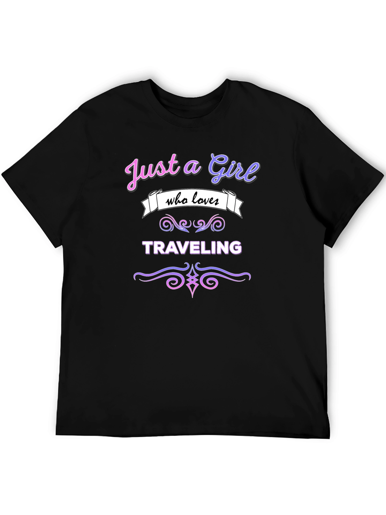 Black Just A Girl Who Loves Traveling T-Shirt view 5