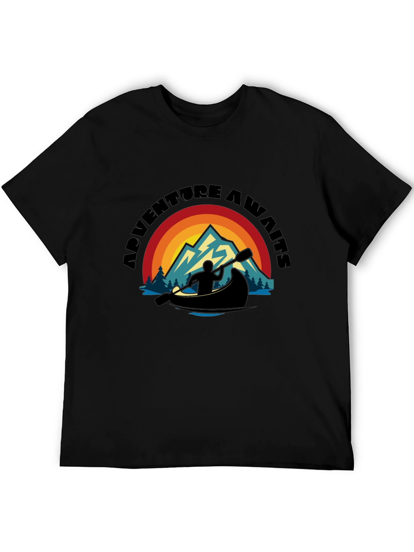 Black Adventure Awaits Graphic T-Shirt view 5