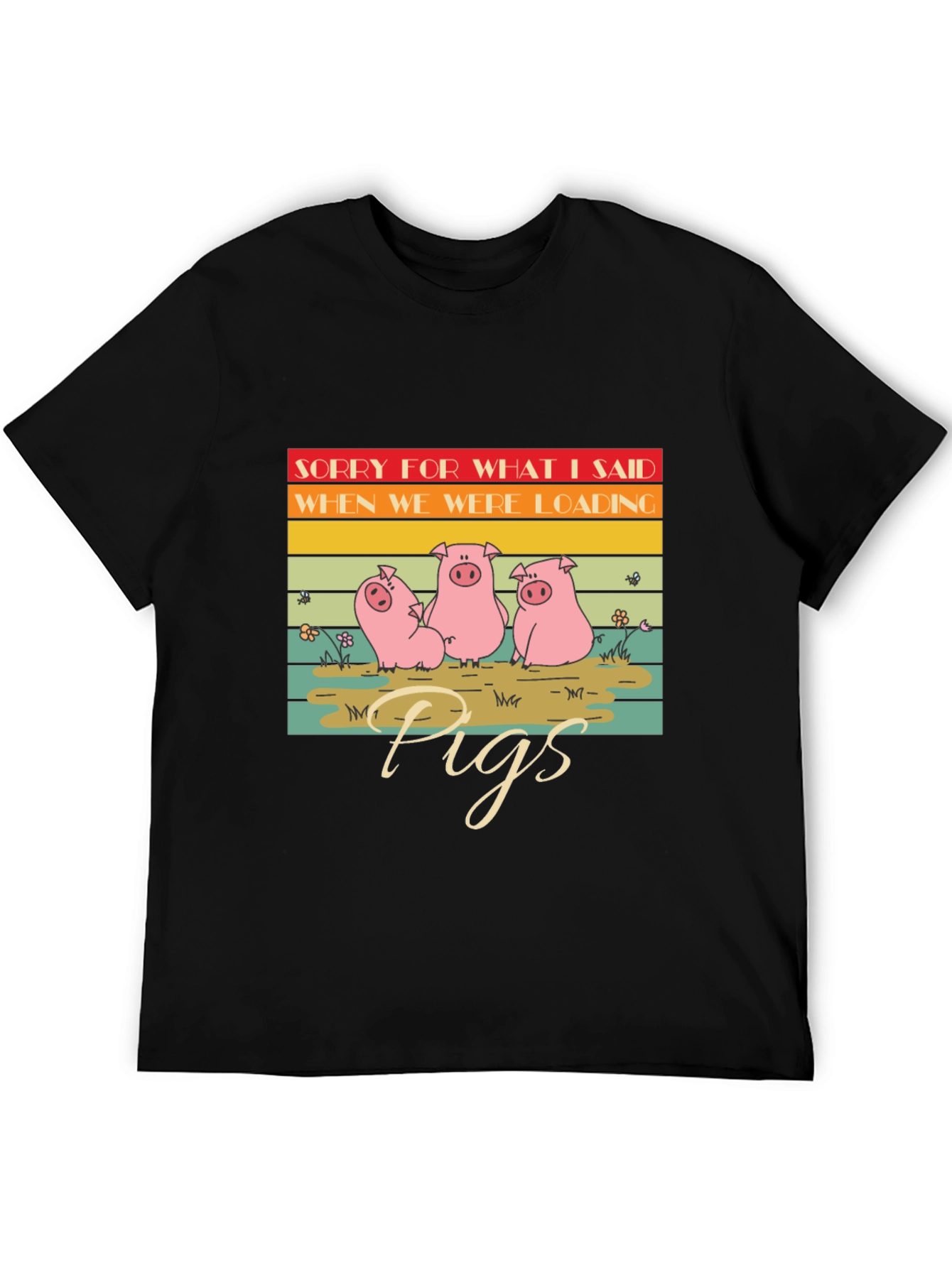Black Funny Pig T-Shirt - Sorry For What I Said view 5