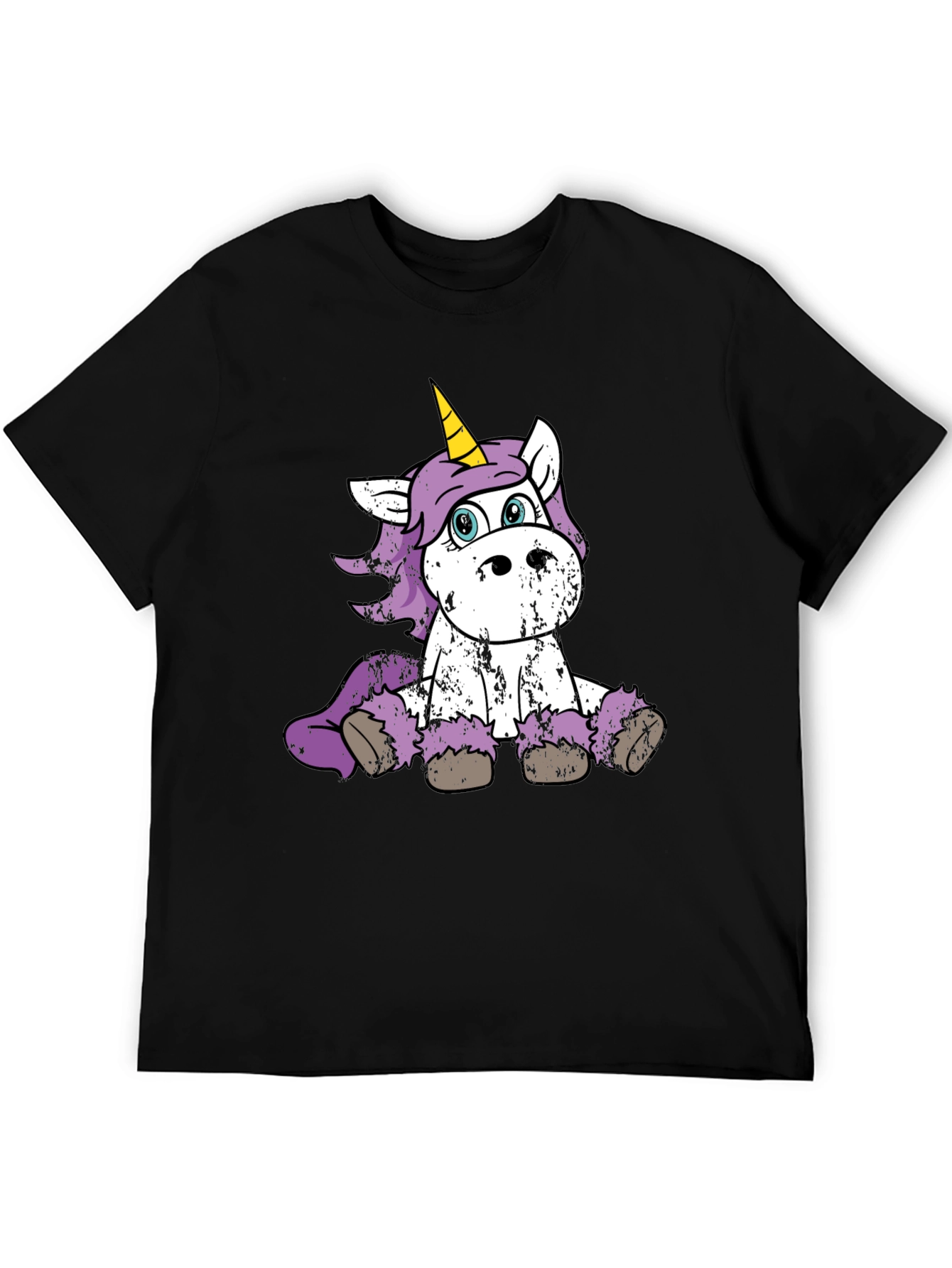 Black Cute Unicorn Graphic Black T-Shirt view 5