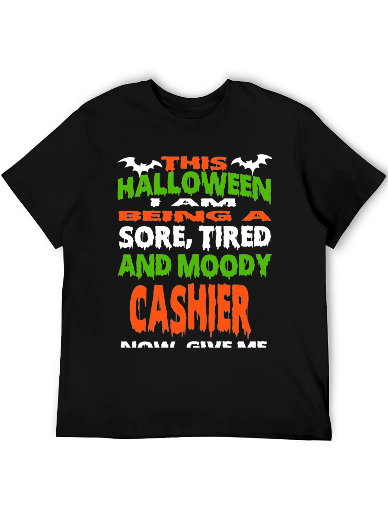 Black Halloween Cashier Graphic Tee - Sore Tired & Moody view 5