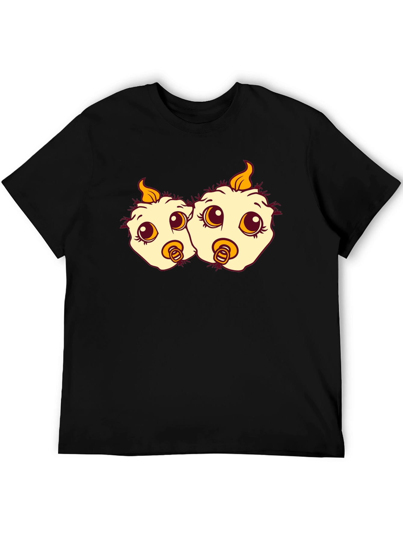 Black Cartoon Chick Twins Black T-Shirt view 5