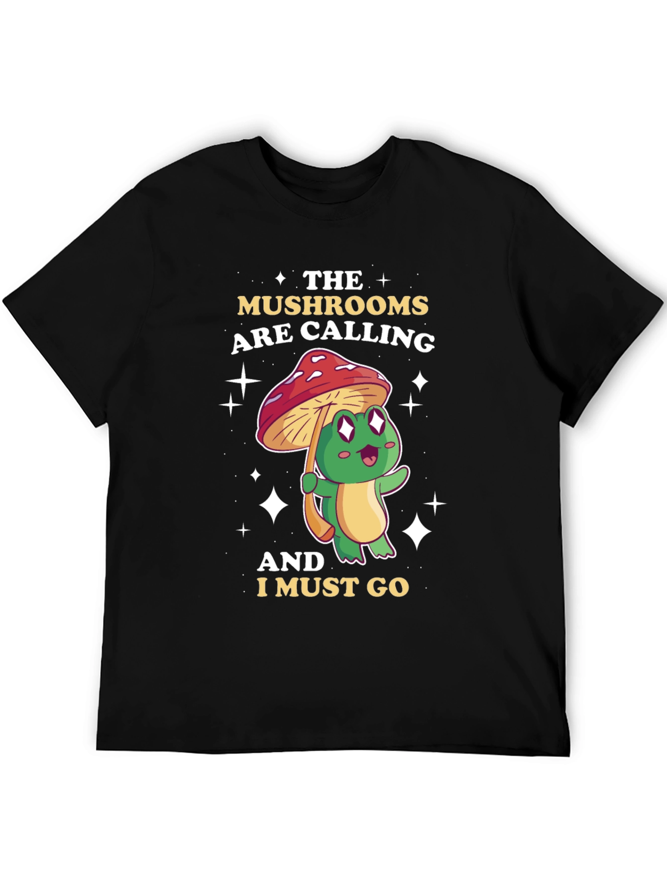Black Mushroom Calling Frog T-Shirt view 5