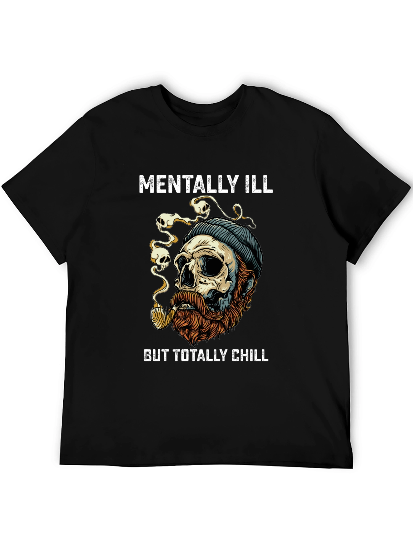 Black Mentally Ill But Totally Chill Graphic T-Shirt view 5