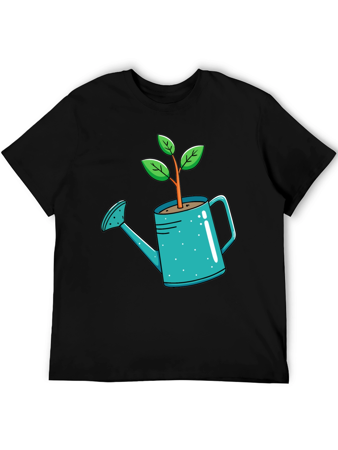 Black Plant Watering Can T-Shirt - Garden Lover Tee view 5