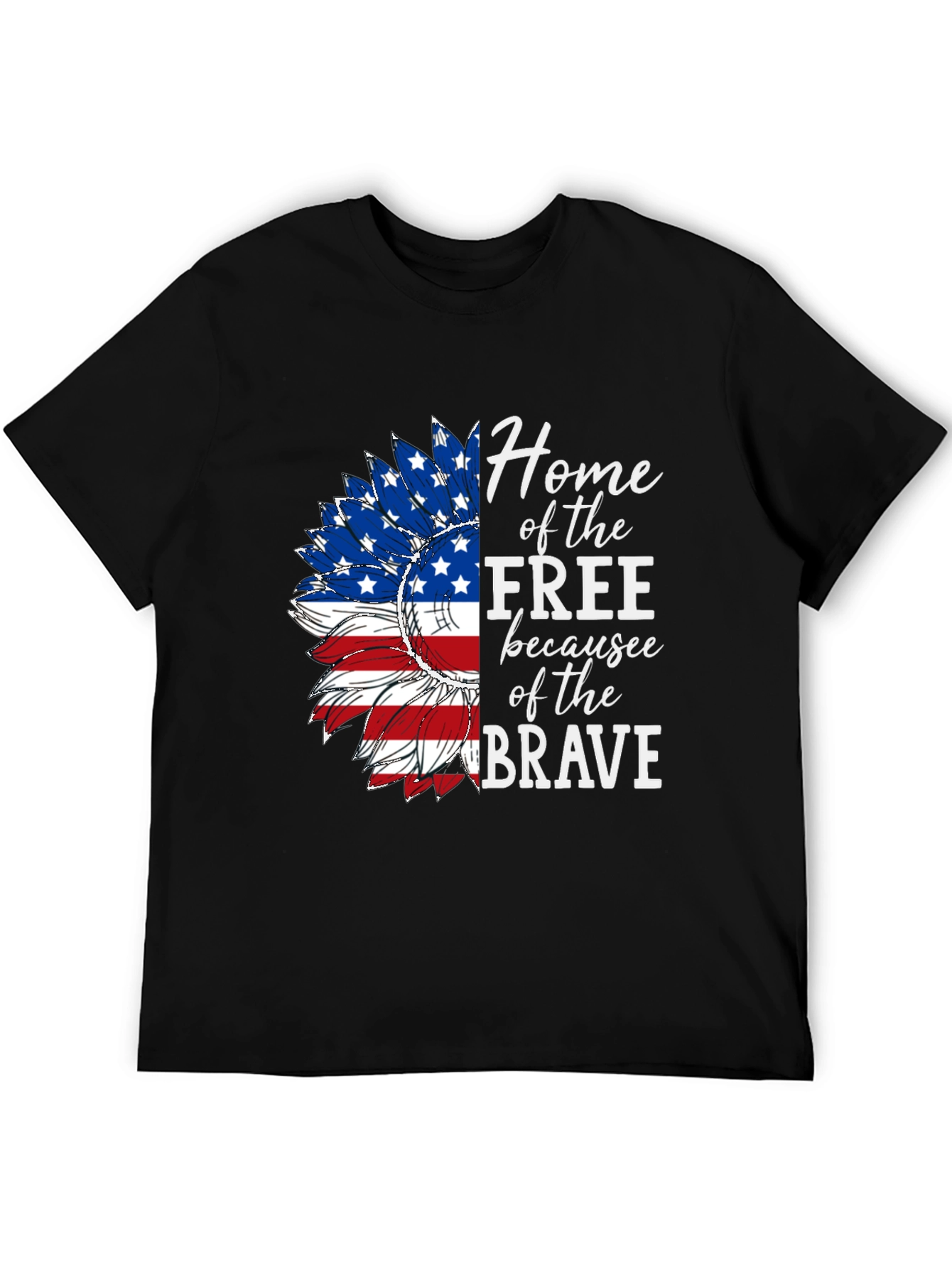 Black Patriotic Sunflower Graphic Tee - Home of the Free view 5