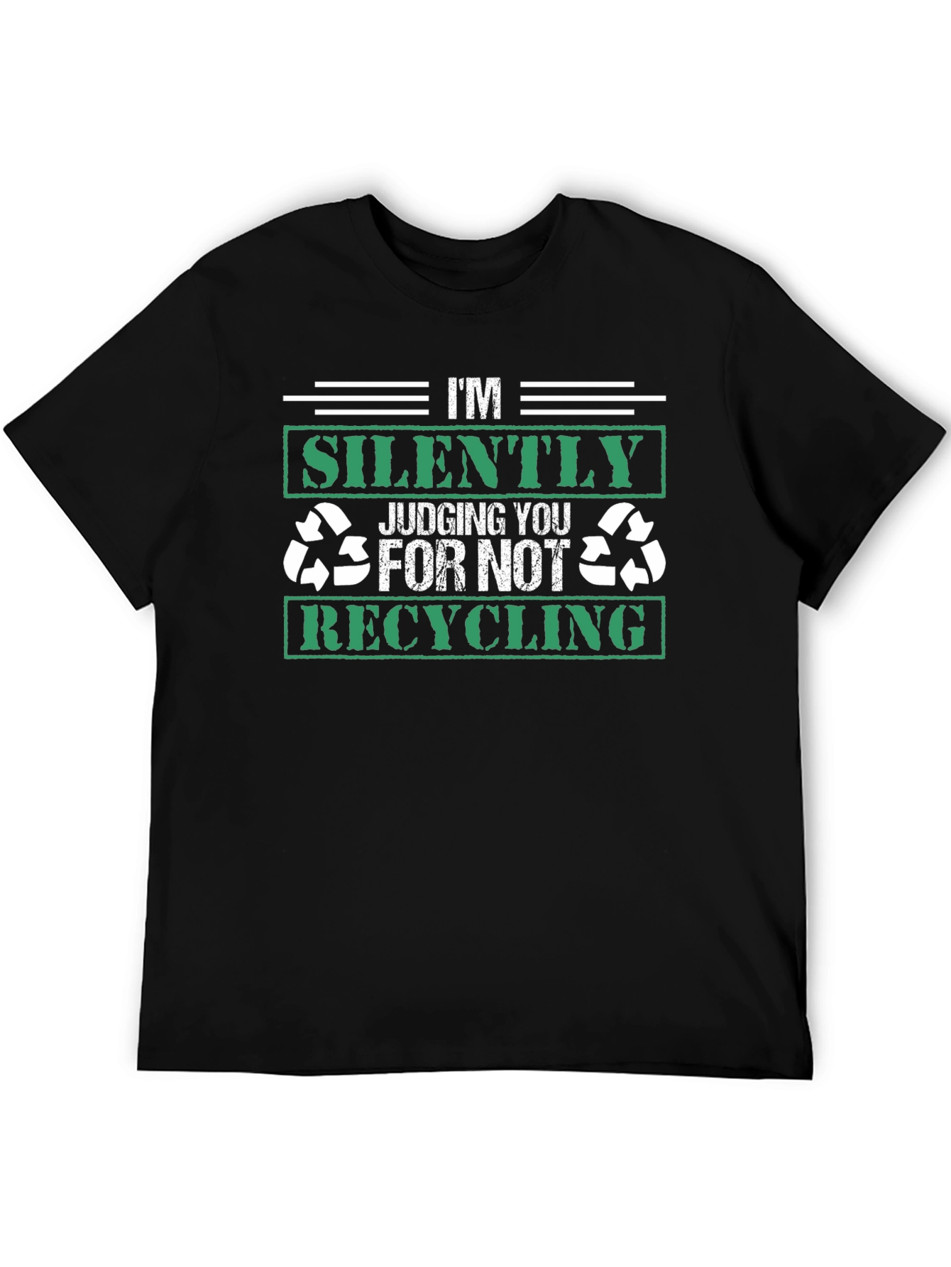 Black Recycle T-Shirt: I'm Silently Judging You view 5