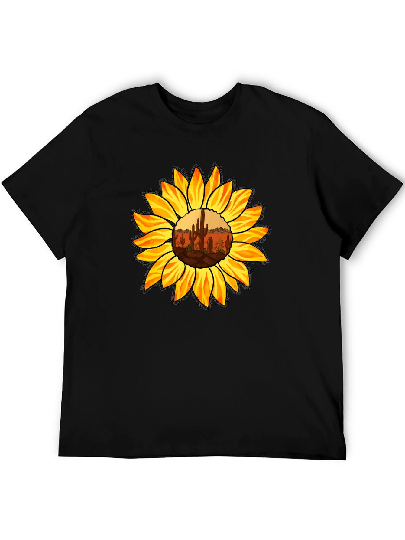 Black Sunflower Desert Graphic Tee - Black Cotton Shirt view 5
