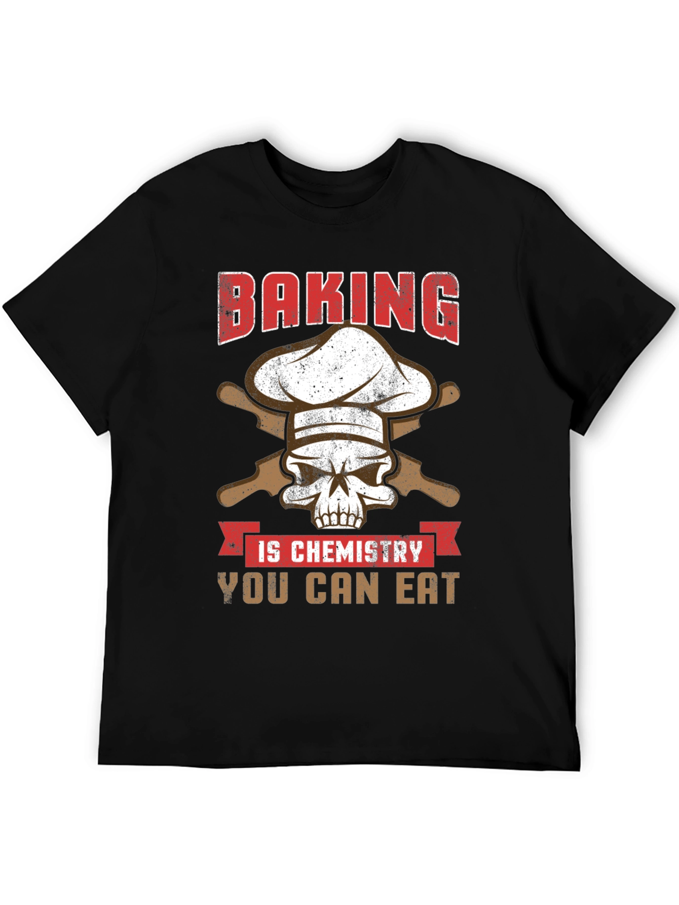 Black Baking is Chemistry Funny Skull T-Shirt view 5