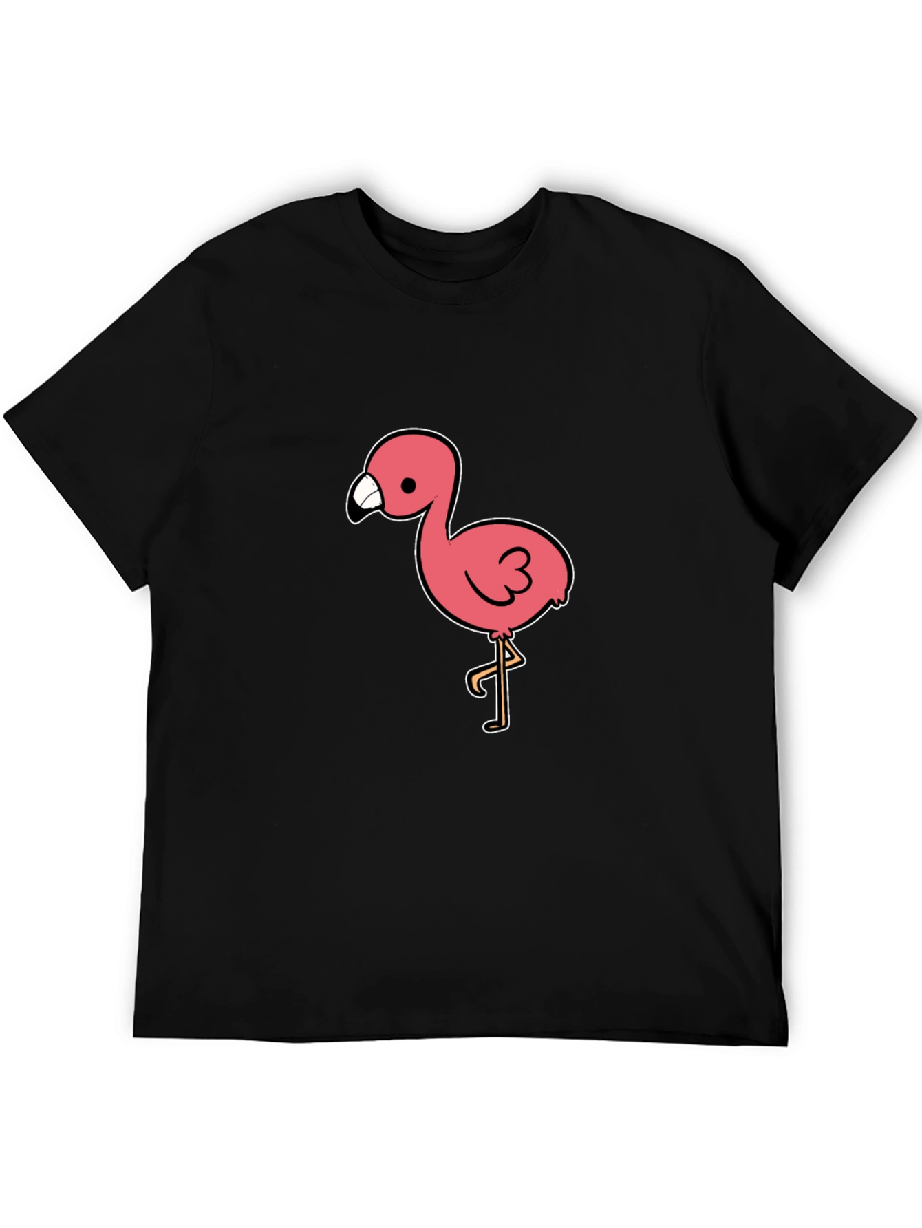 Black Black T-Shirt with Pink Flamingo Graphic view 5
