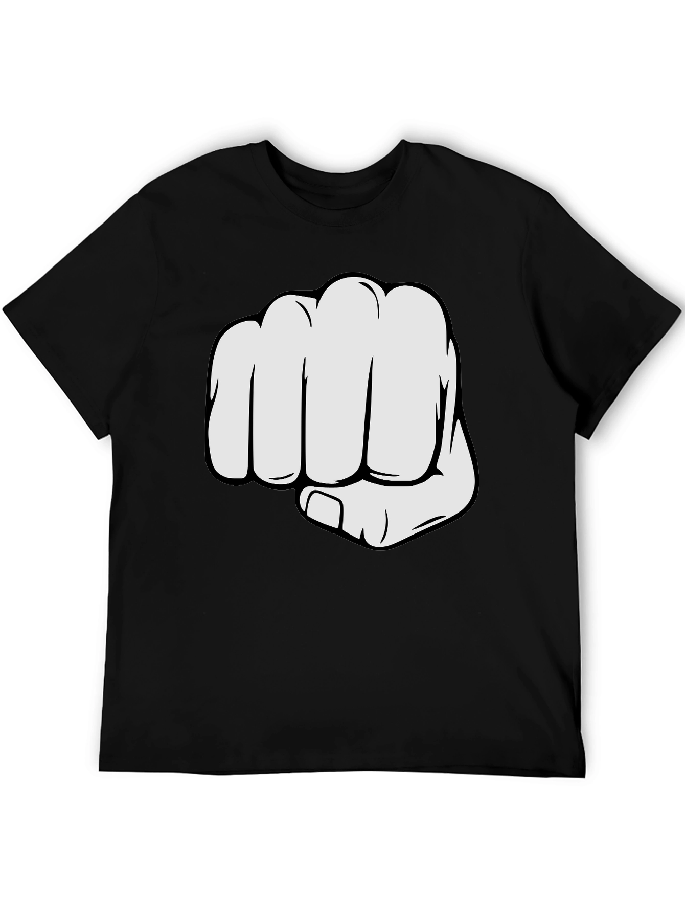 Black Fist Bump Graphic Tee - Black Crew Neck Cotton T-Shirt view 5