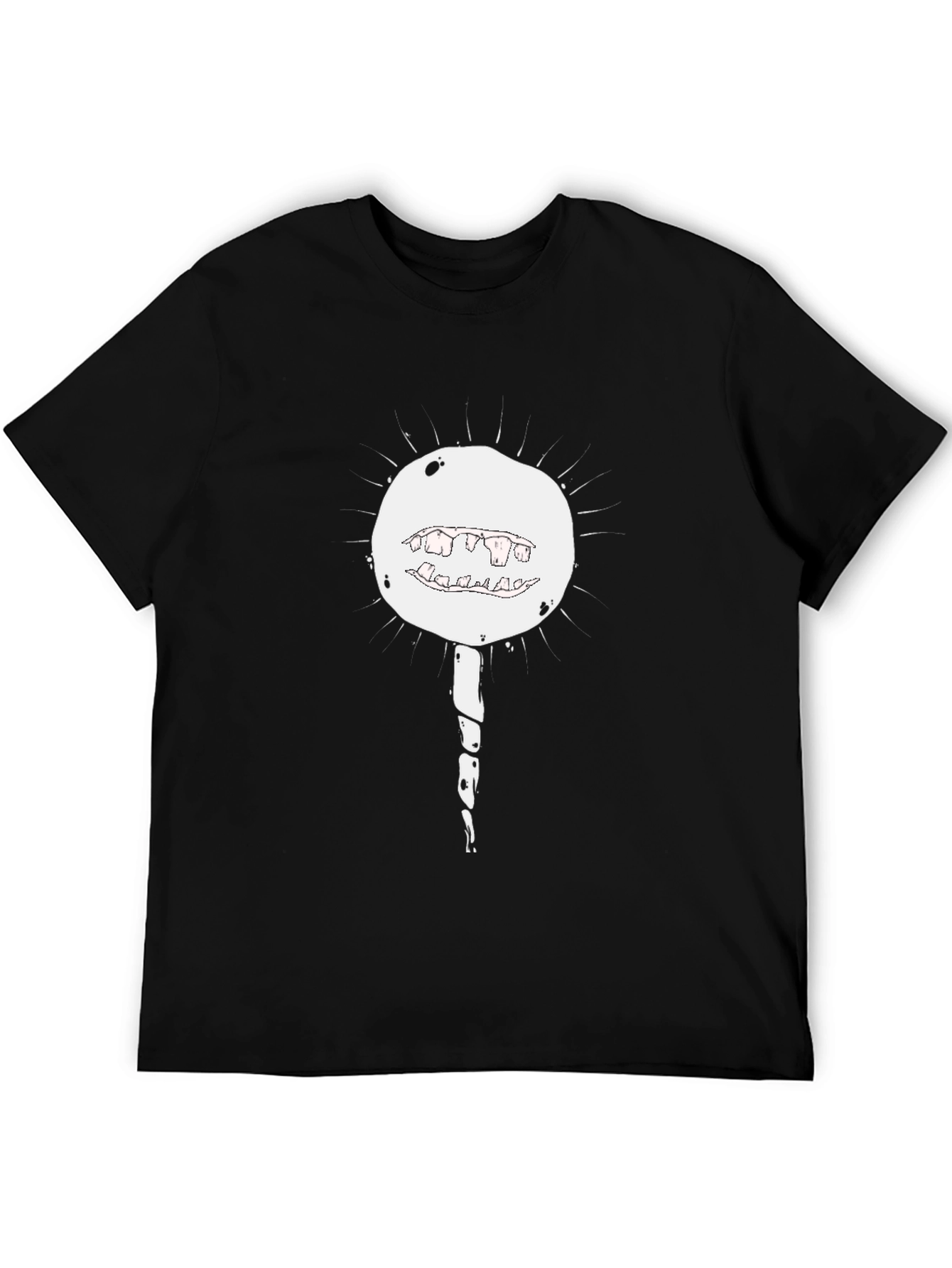 Black Men's Black Graphic T-Shirt - Monster Lollipop Design view 5