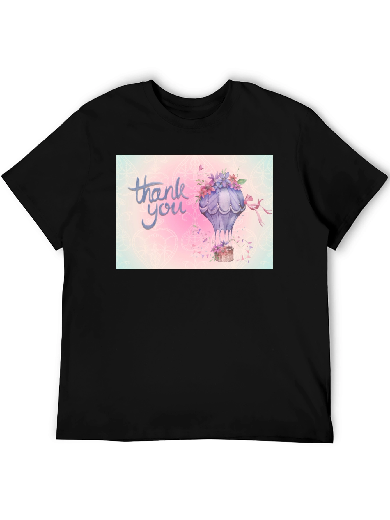 Black Thank You Hot Air Balloon Graphic Tee view 5