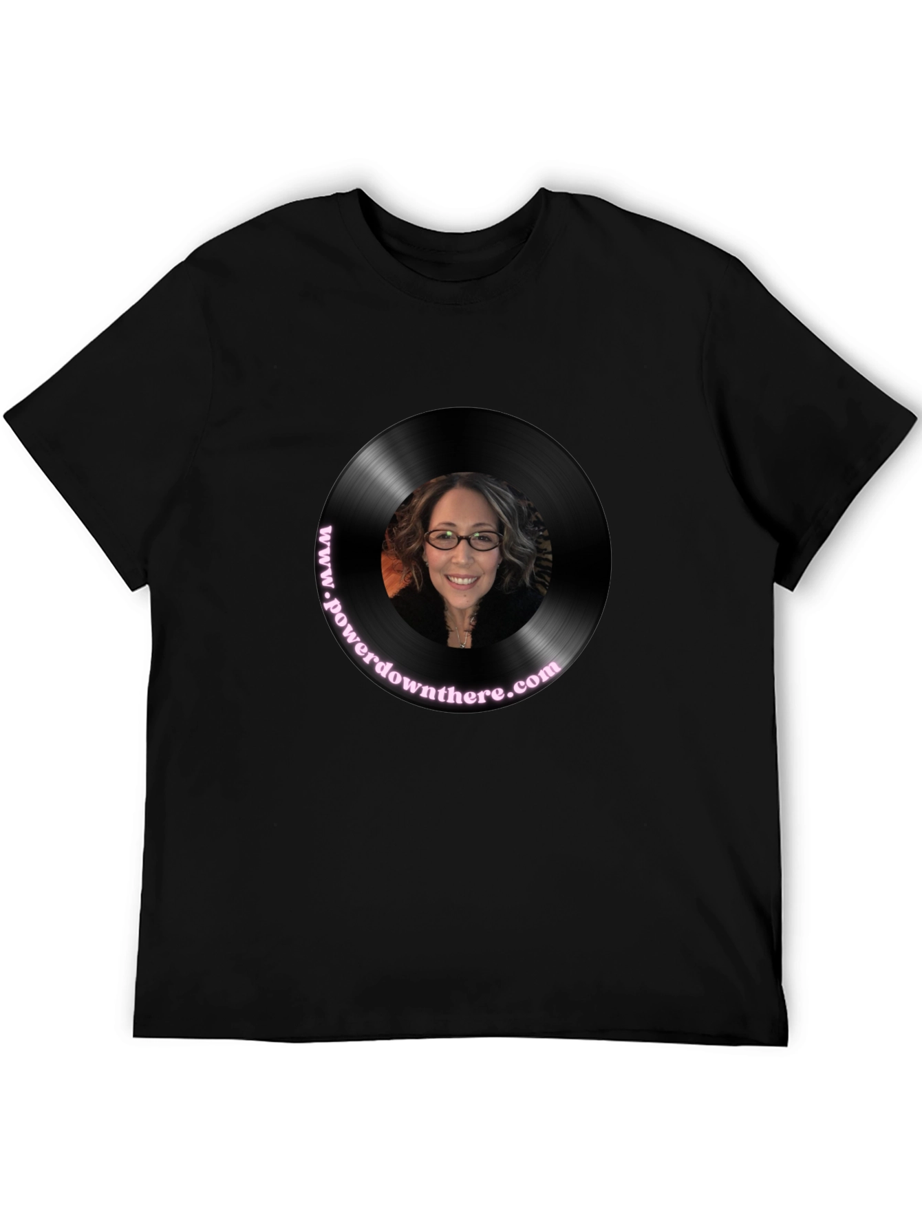 Black Retro Vinyl Record Graphic T-Shirt view 5