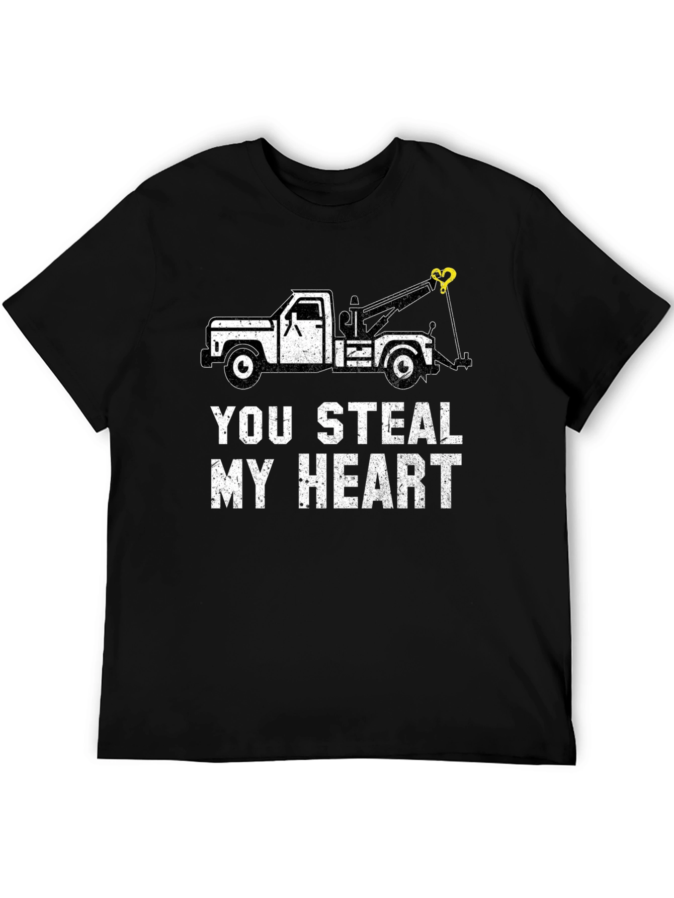 Black You Steal My Heart Tow Truck Graphic Tee view 5