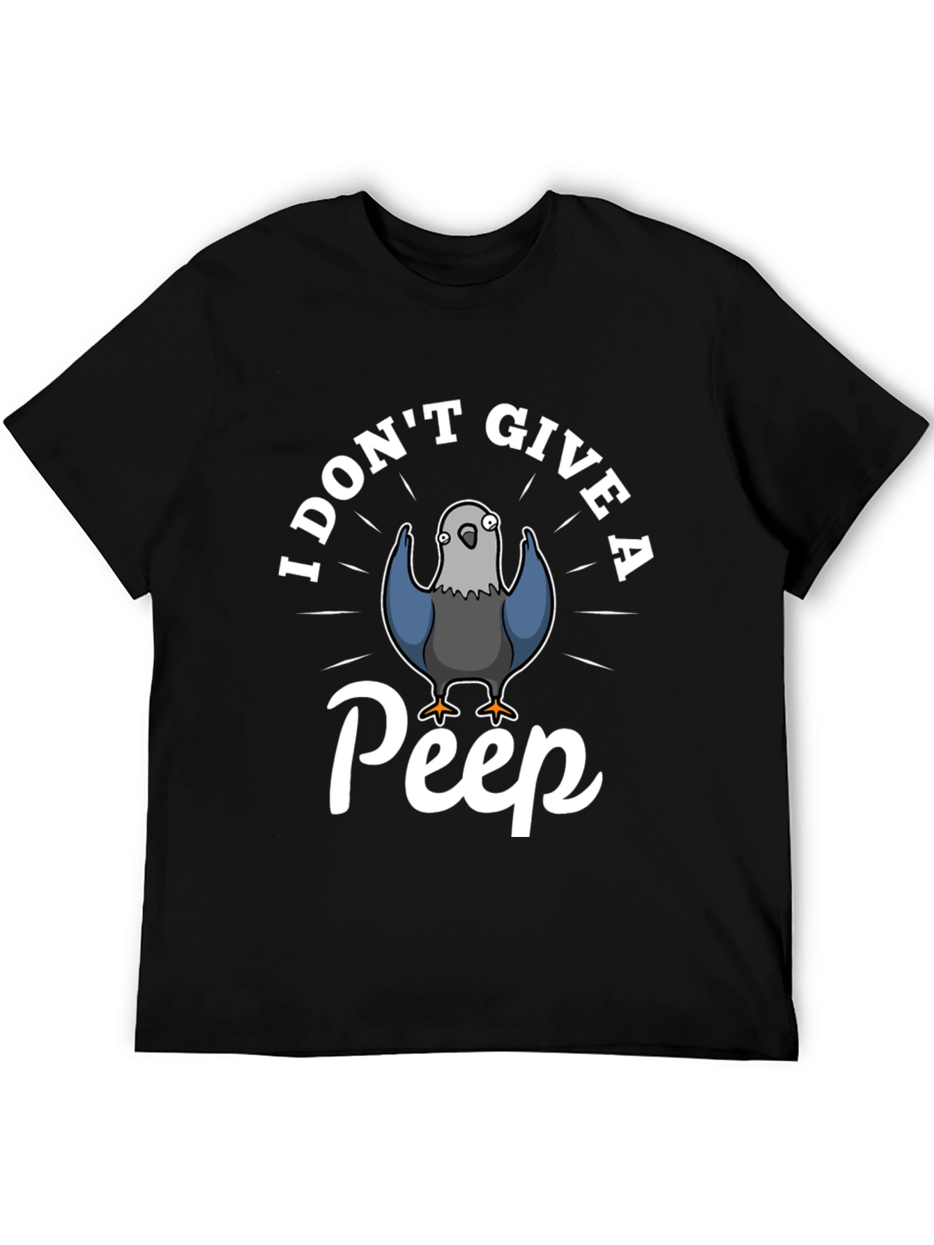 Black I Don't Give A Peep Funny Pigeon T-Shirt view 5