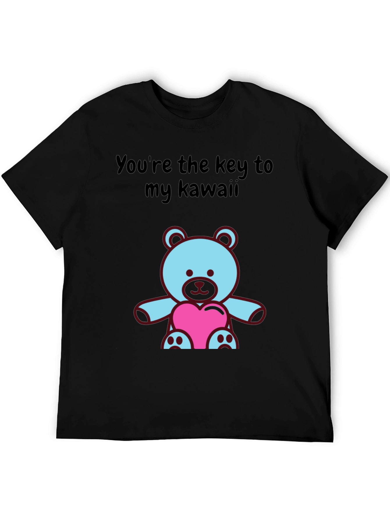 Black Kawaii Bear T-Shirt: Key to My Heart Tee view 5