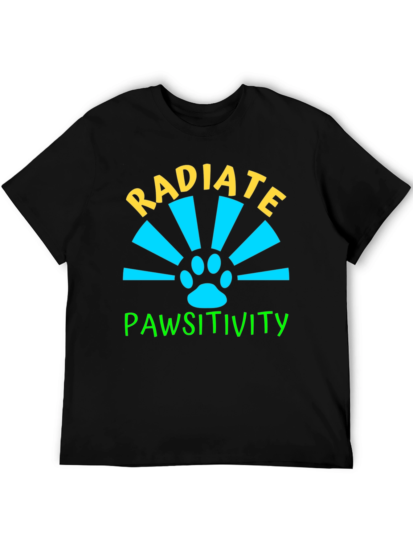 Black Radiate Pawsitivity Black Graphic T-Shirt view 5