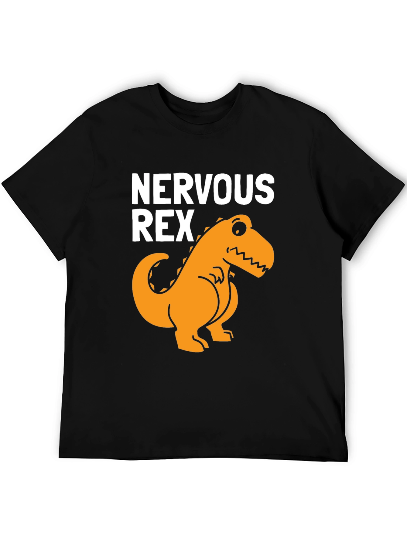Black Nervous Rex T-Shirt - Funny Dinosaur Tee view 5