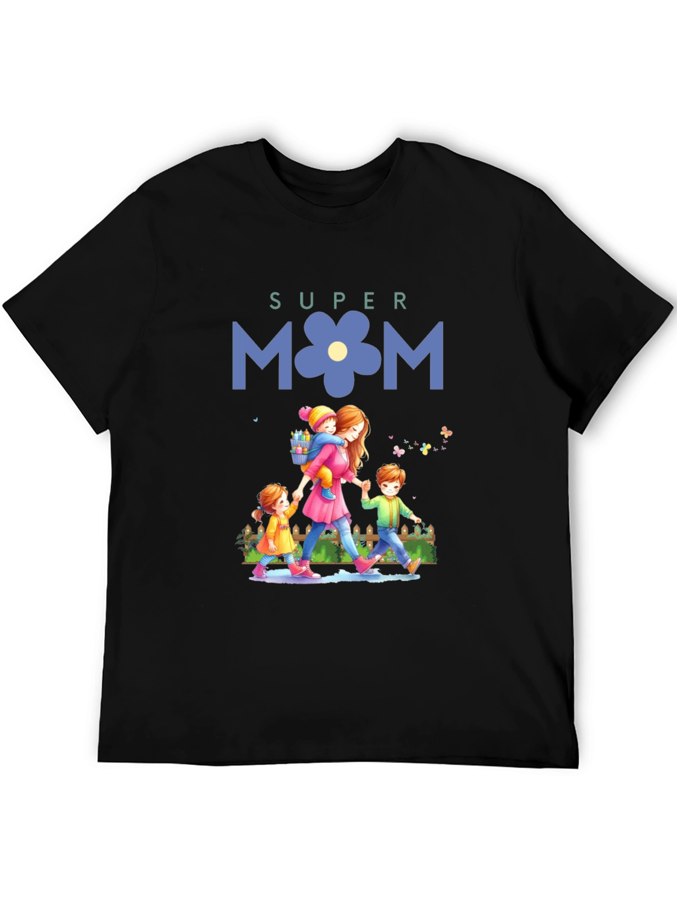 Black Super Mom T-Shirt - Mother's Day Gift view 5