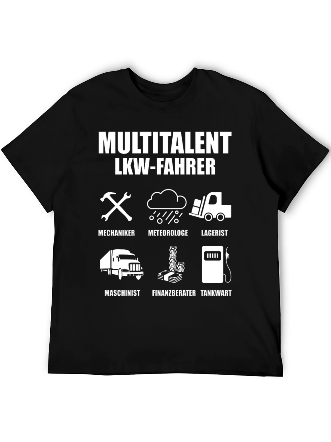 Black Multitalent LKW-Fahrer Black Graphic T-Shirt view 5