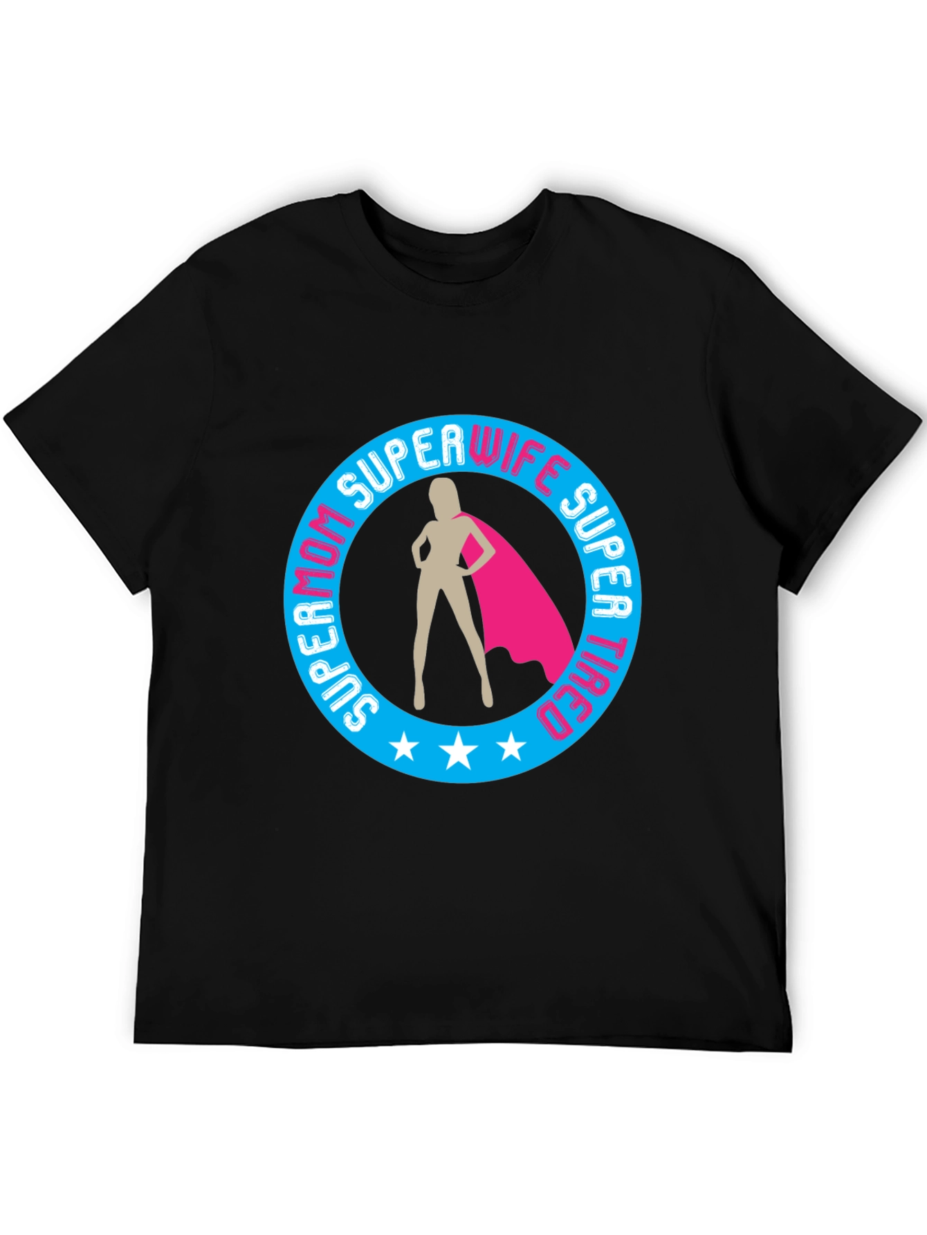 Black Super Mom Wife Tired Graphic T-Shirt view 5