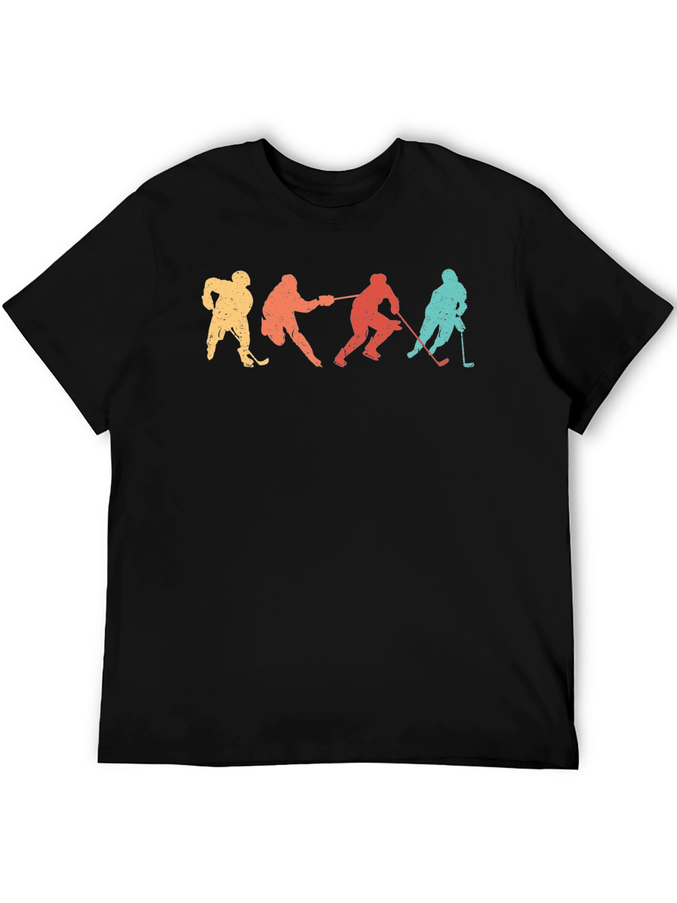 Black Retro Hockey Player Silhouette Graphic Tee view 5