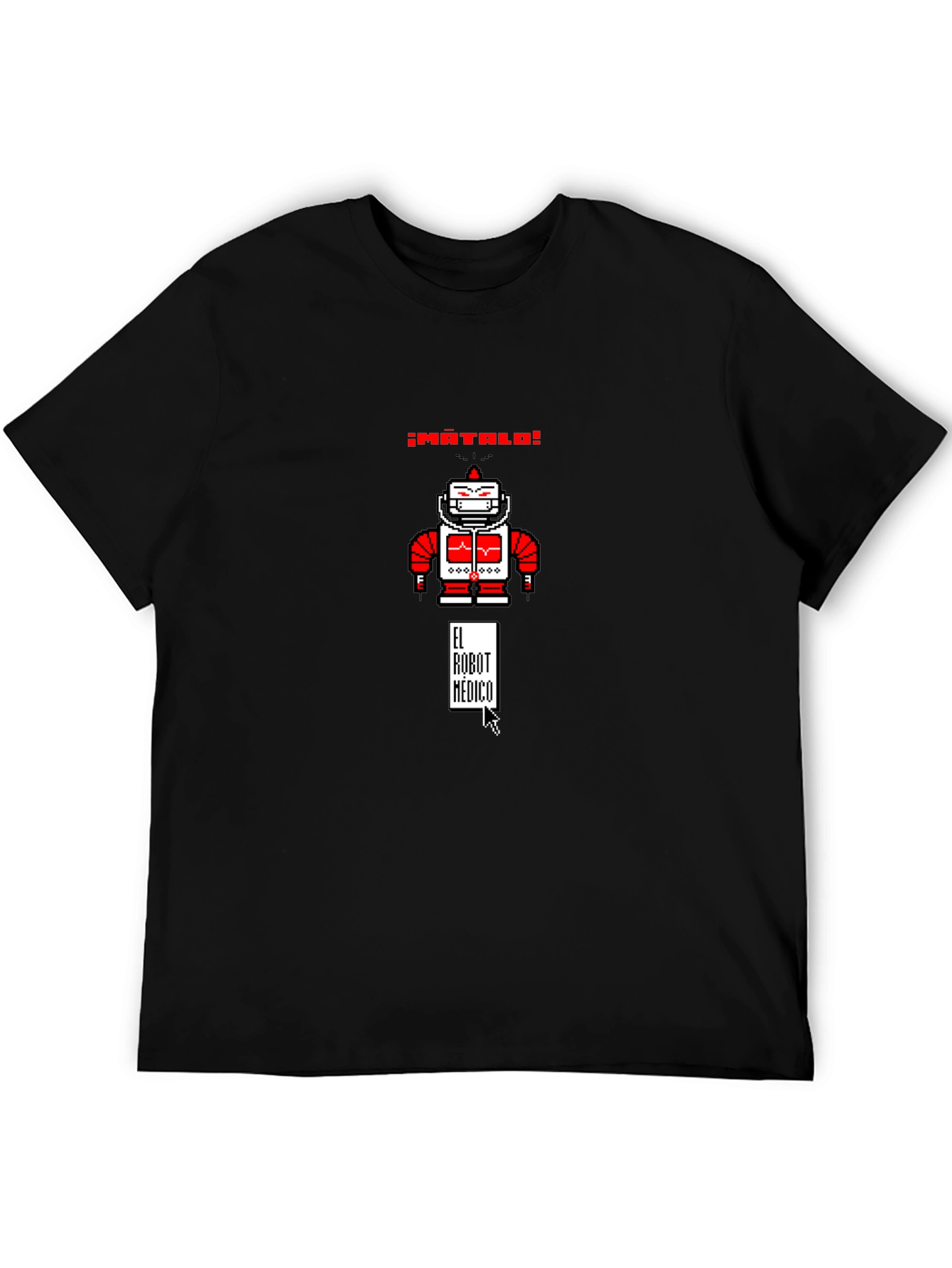 Black El Robot Medico Pixel Art T-Shirt view 5