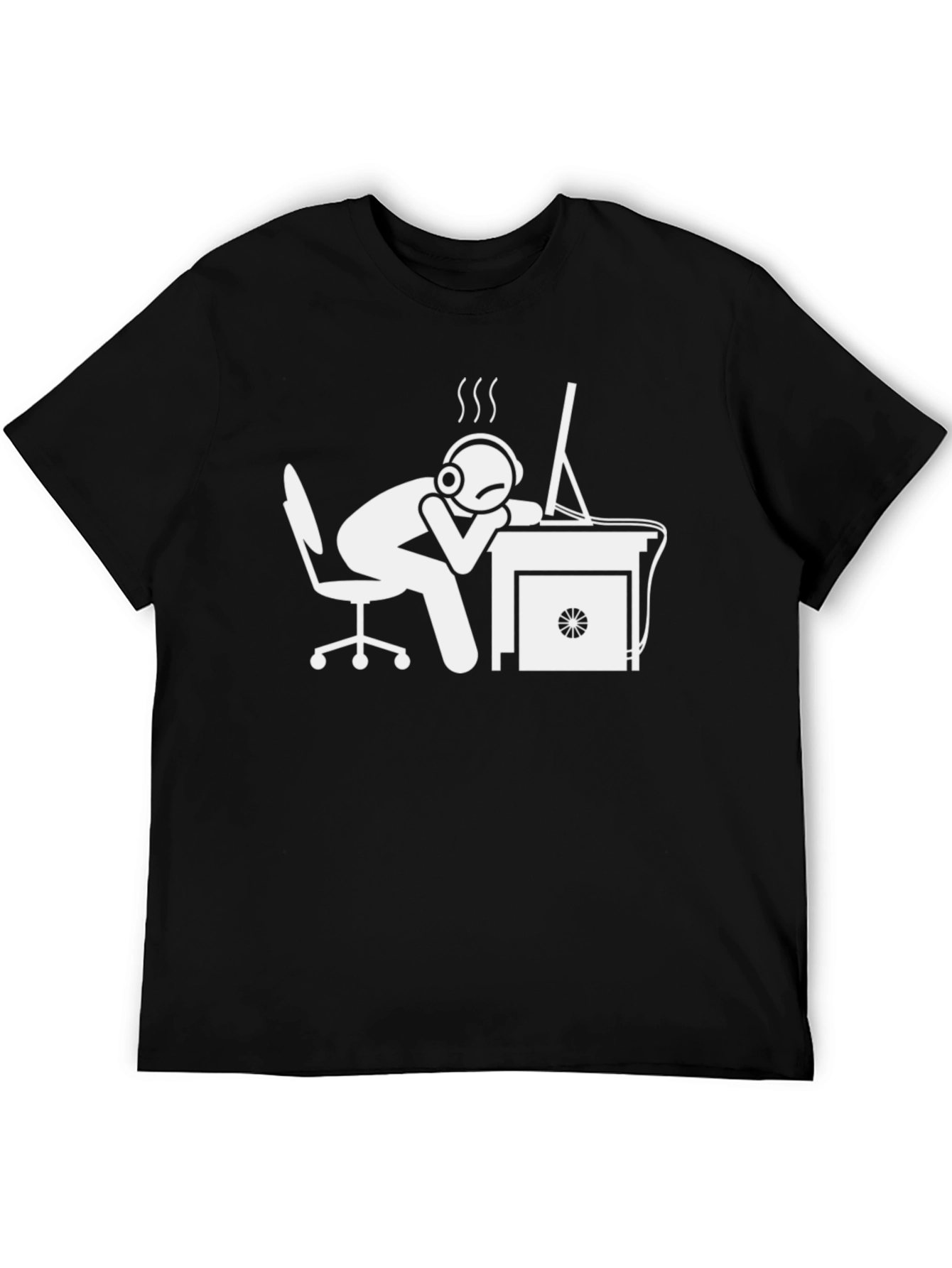 Black Funny Gamer Overworked T-Shirt - Black view 5