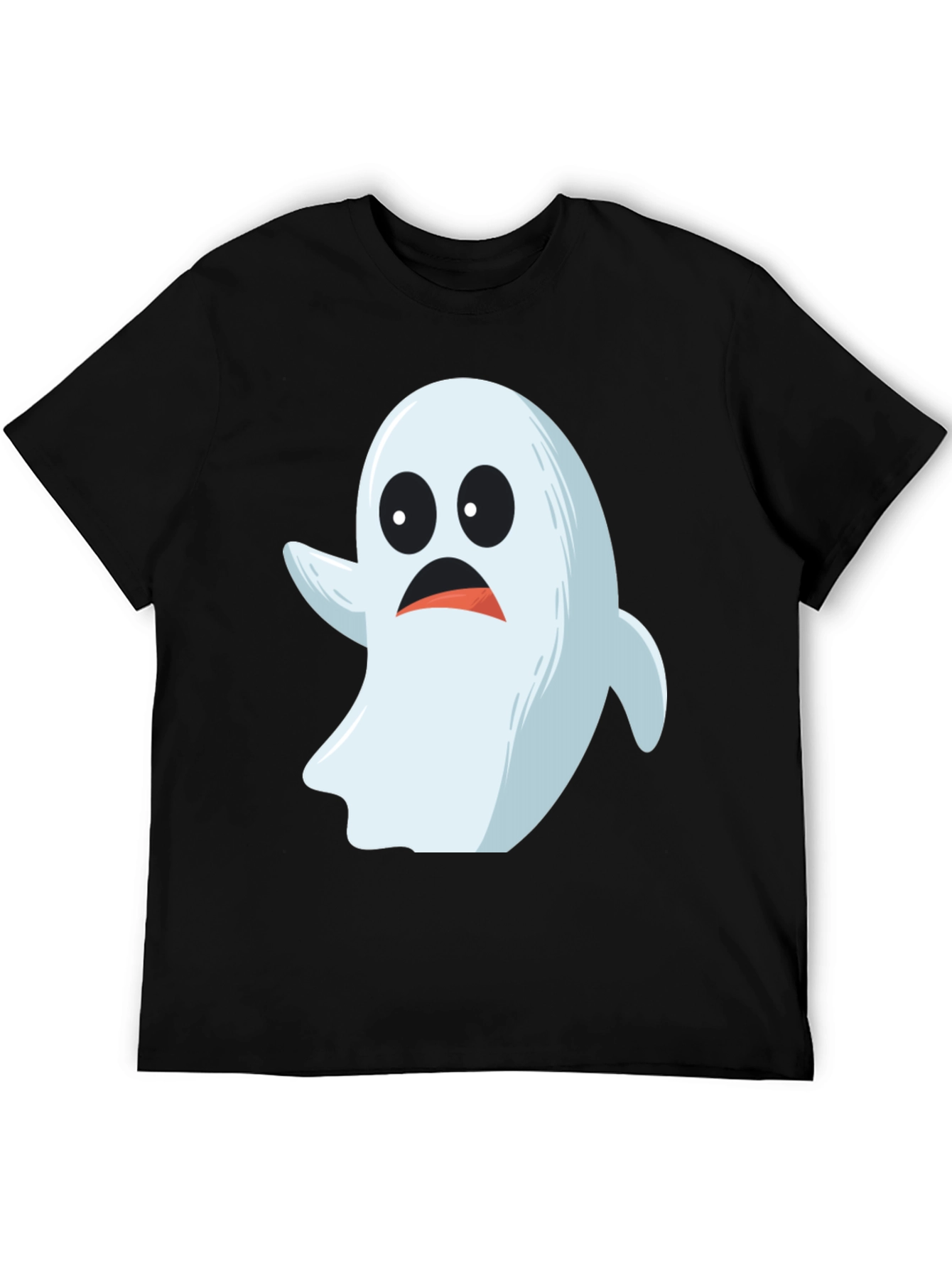Black Spooky Ghost Graphic Tee - Halloween Costume Shirt view 5
