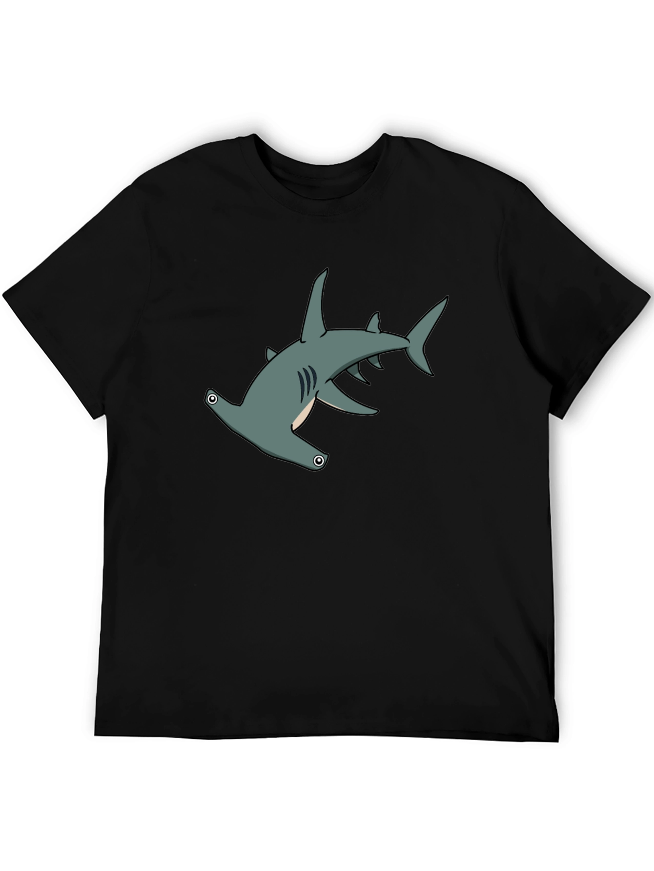 Black Hammerhead Shark Graphic Tee - Black Cotton view 5