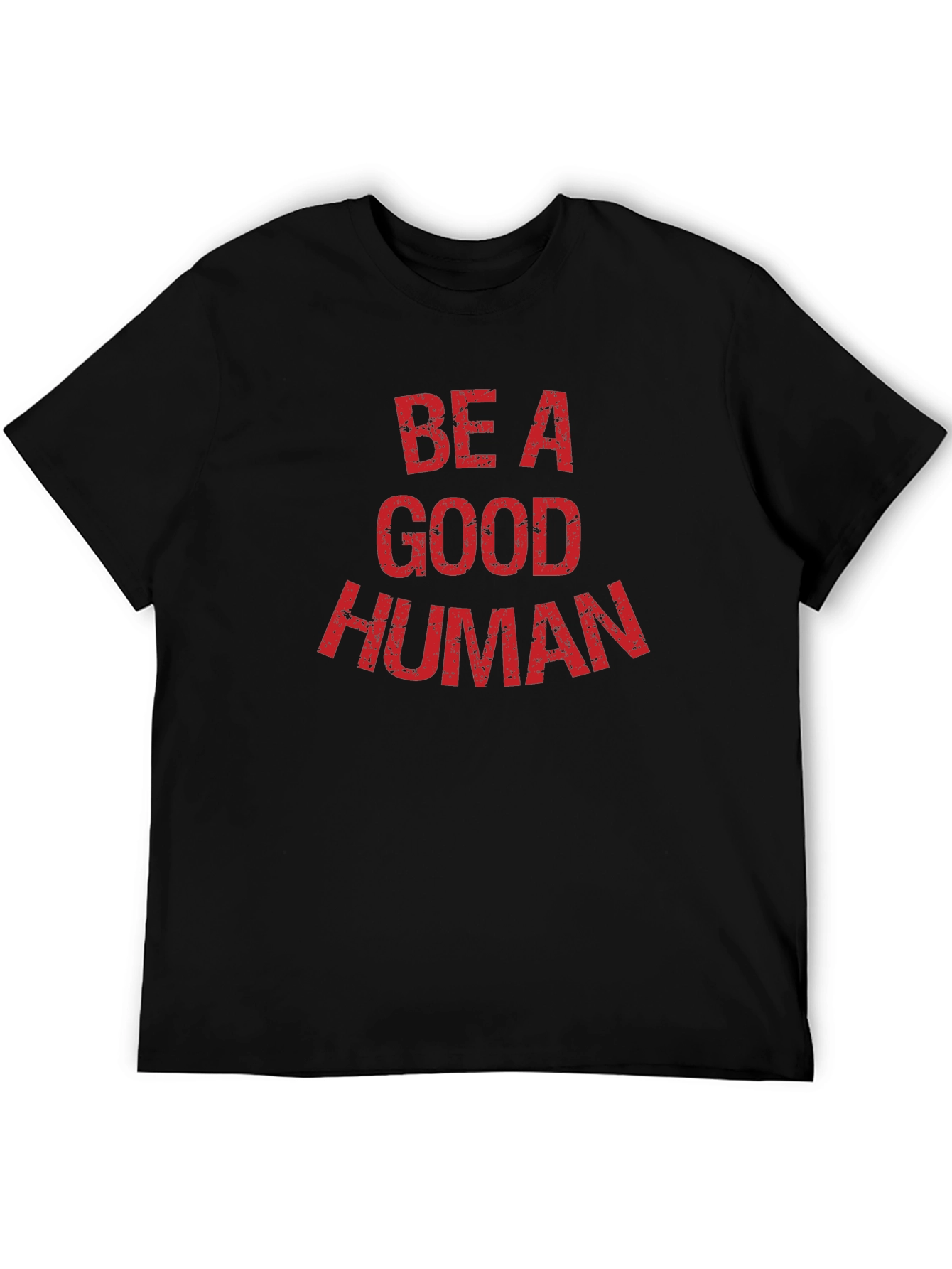 Black Be A Good Human Graphic Tee - Black Cotton T-Shirt view 5