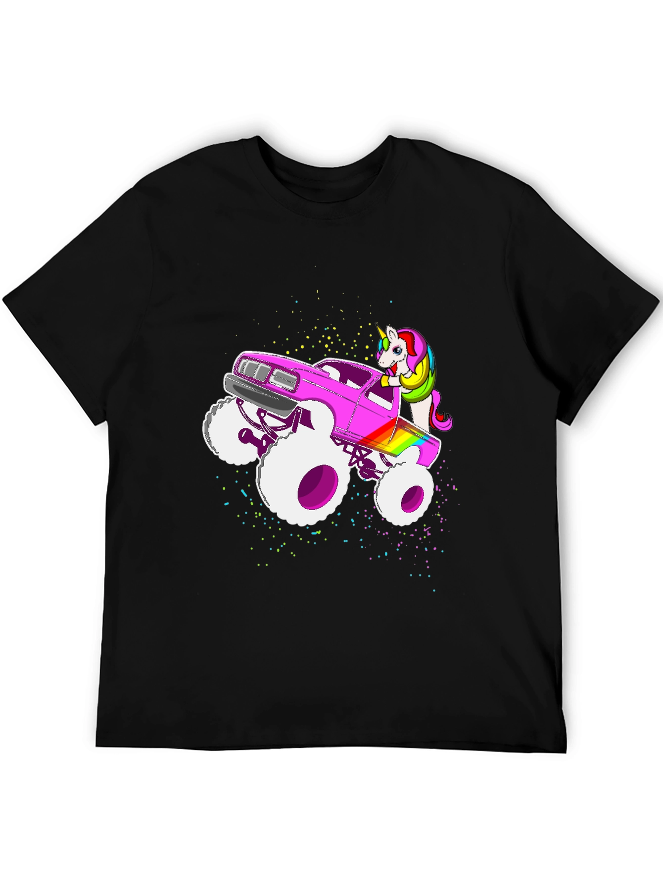 Black Unicorn Monster Truck Graphic T-Shirt view 5