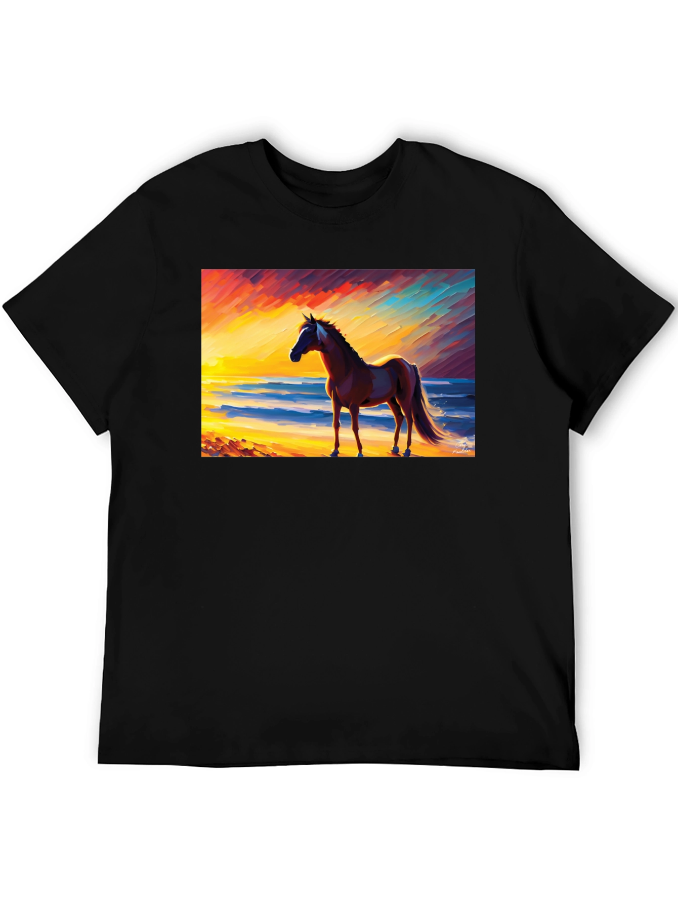 Black Horse Beach Sunset Graphic Tee view 5
