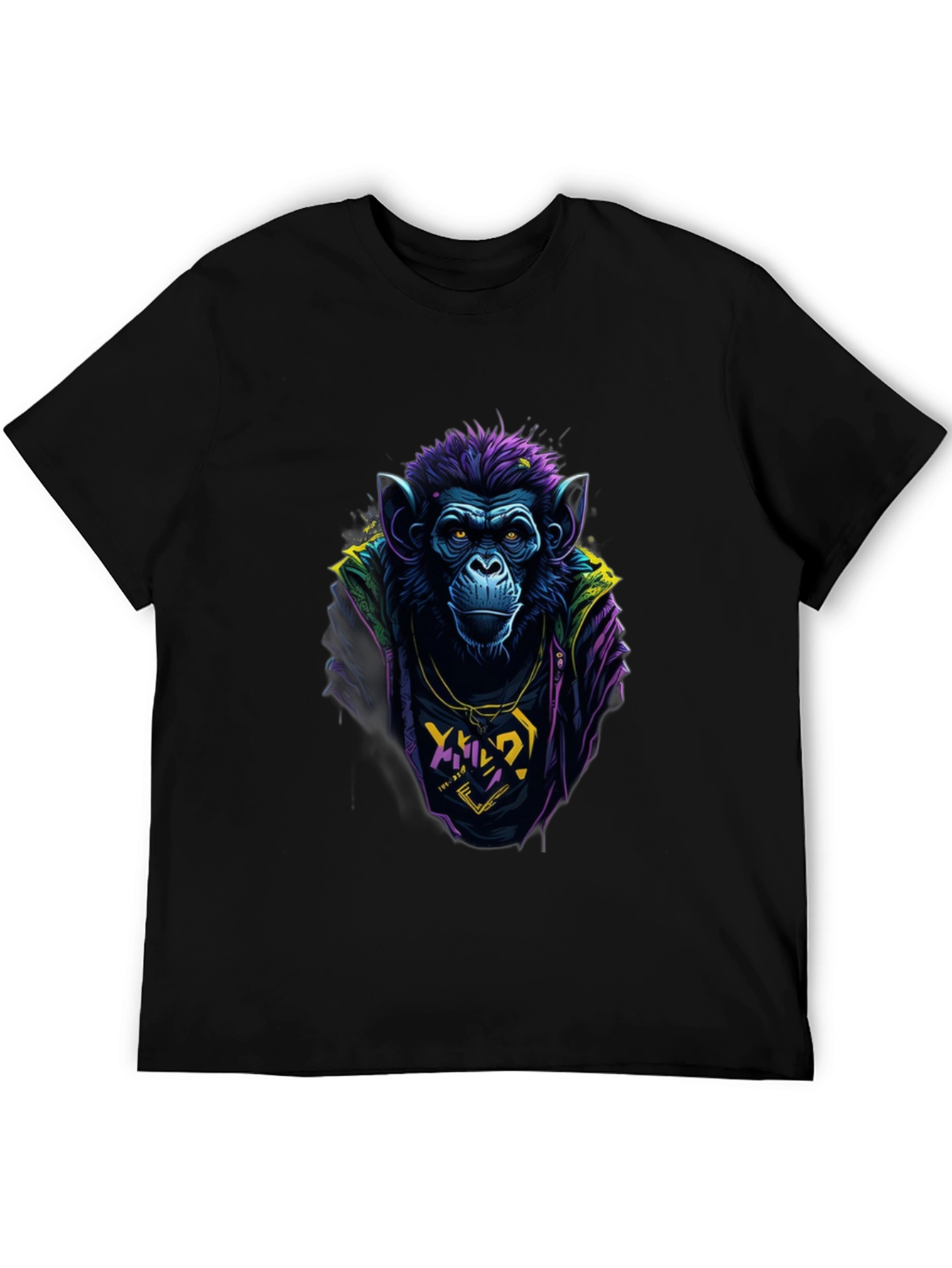 Black Cool Monkey Graphic Tee - Men's Black T-Shirt view 5