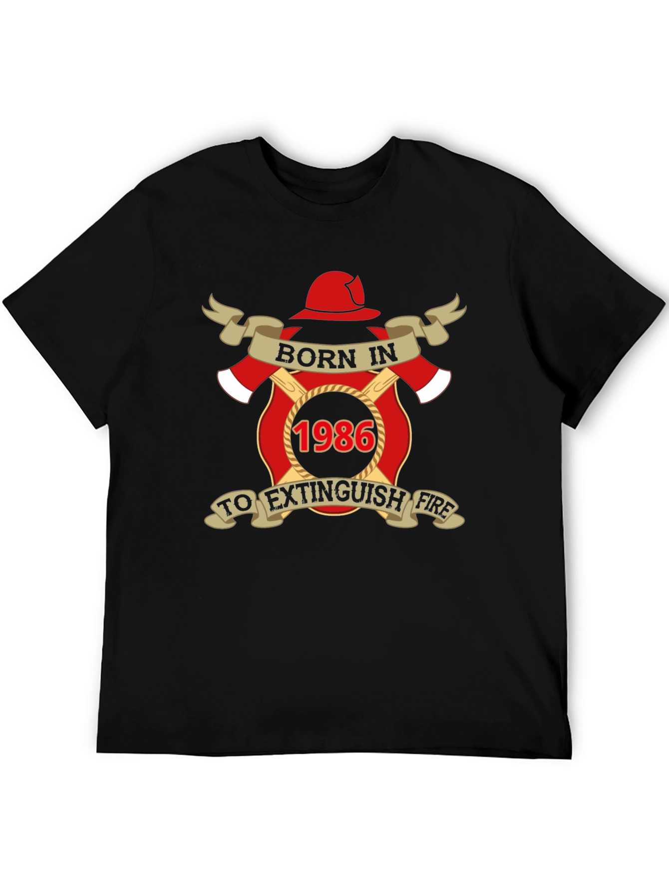 Black Born in 1986 Firefighter T-Shirt view 5