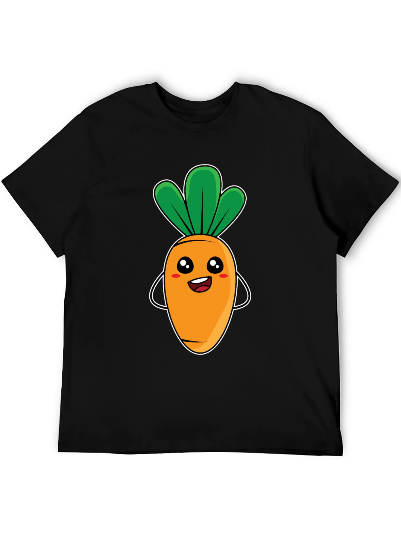 Black Cute Carrot Graphic Tee - Black Unisex T-Shirt view 5