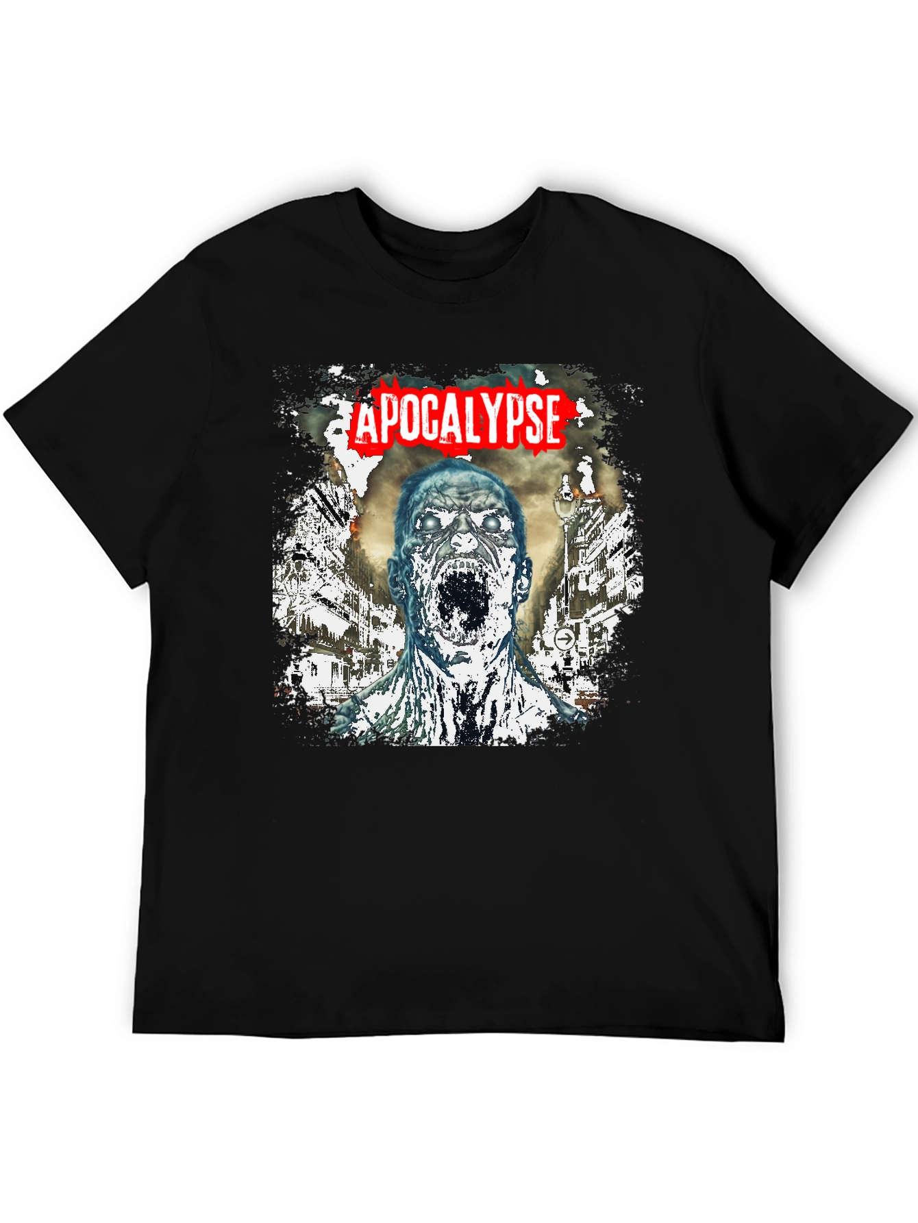 Black Apocalypse Zombie Graphic T-Shirt - Black Cotton Tee view 5