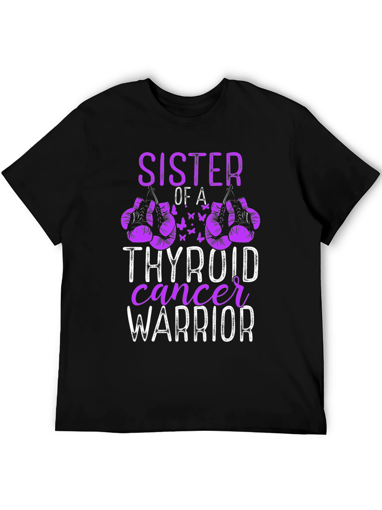 Black Sister of a Thyroid Cancer Warrior T-Shirt view 5