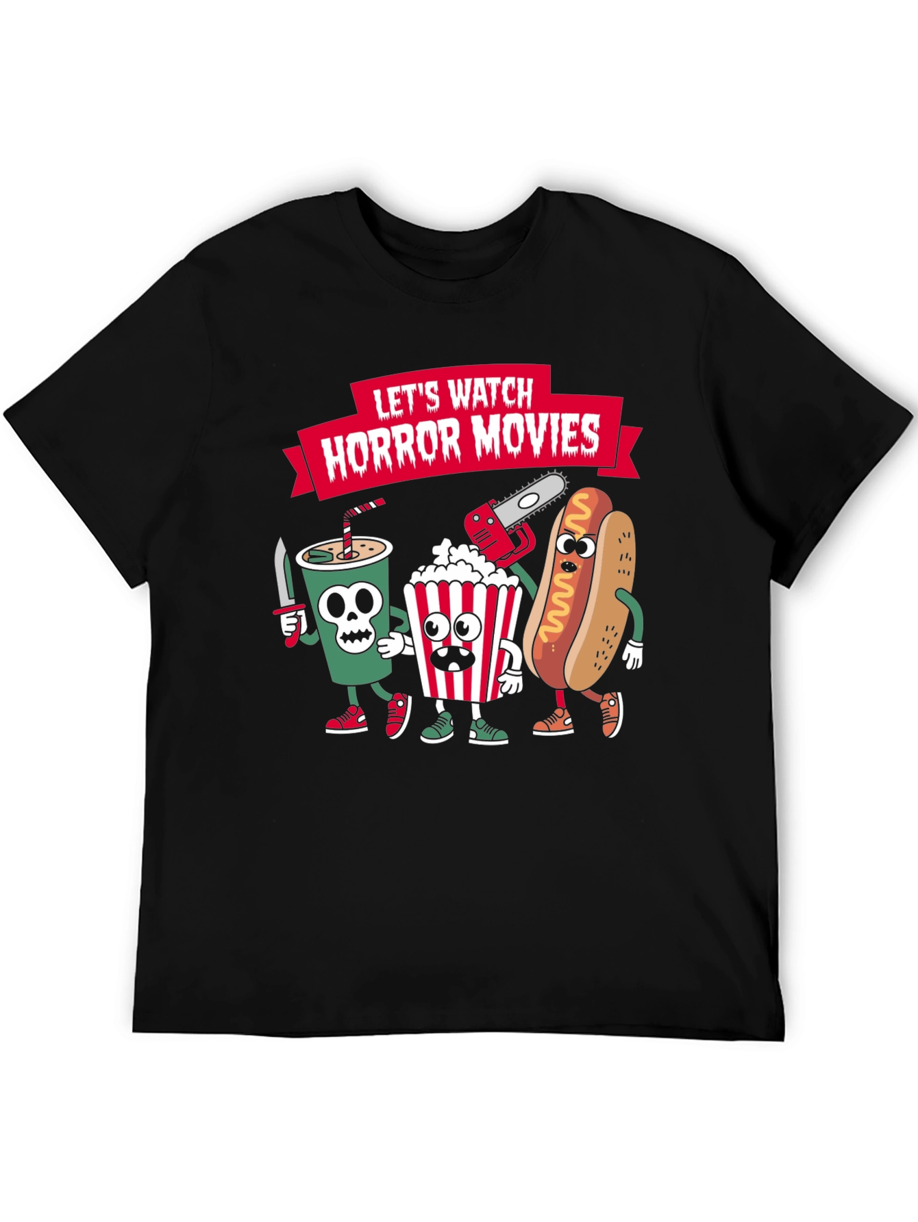 Black Horror Movie Night T-Shirt view 5