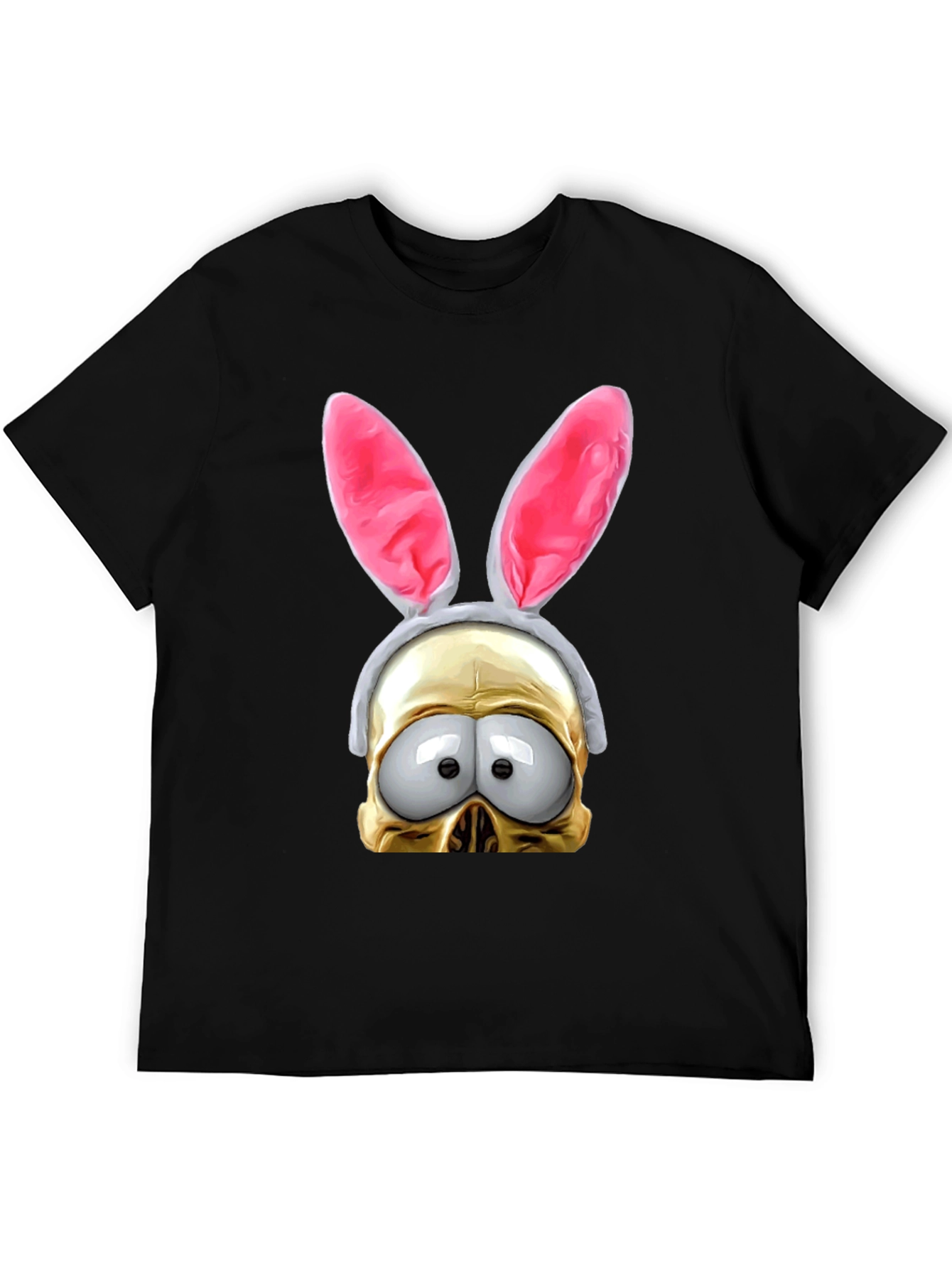 Black Humorous Bunny Skull Graphic T-Shirt view 5
