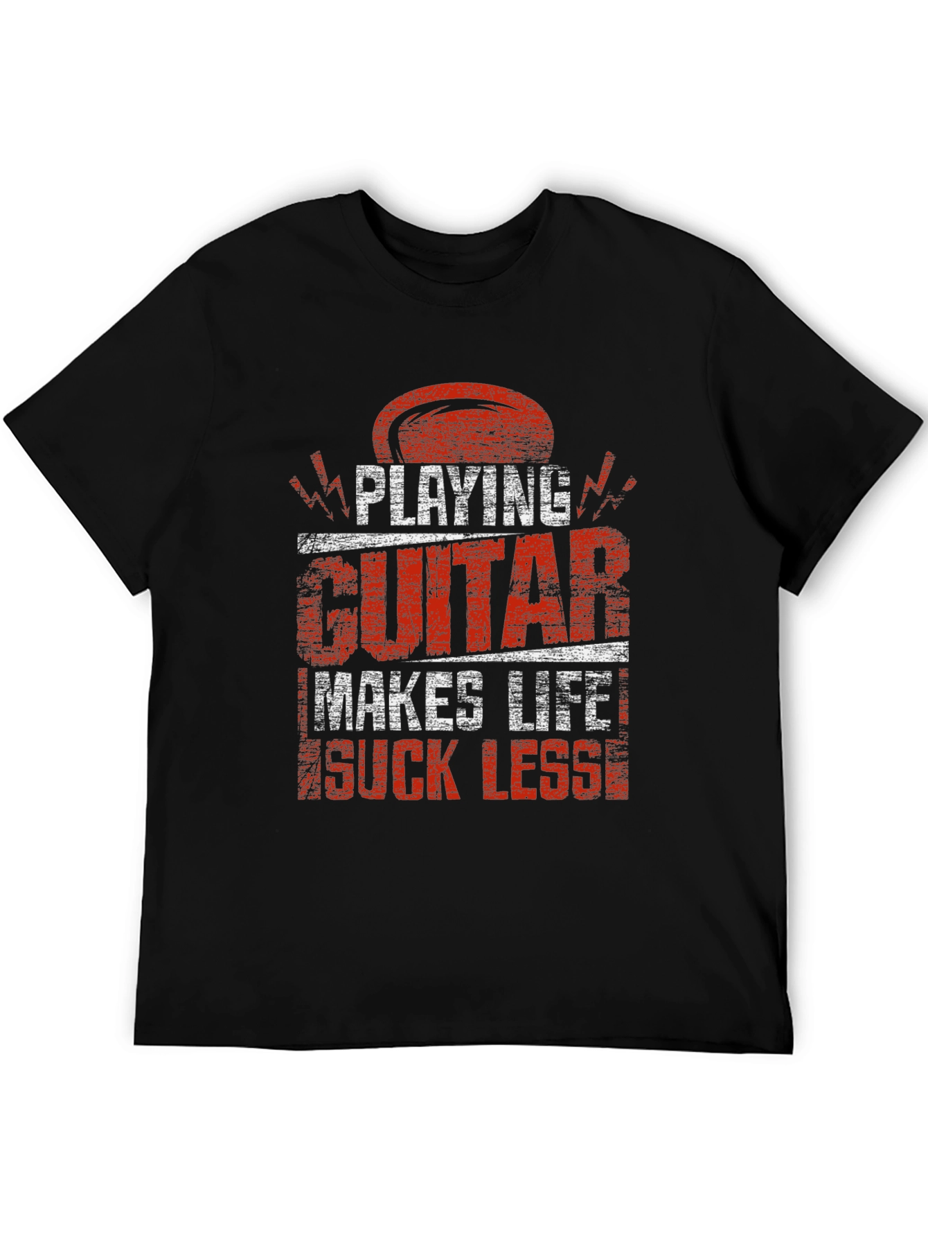 Black Playing Guitar Makes Life Suck Less T-Shirt view 5