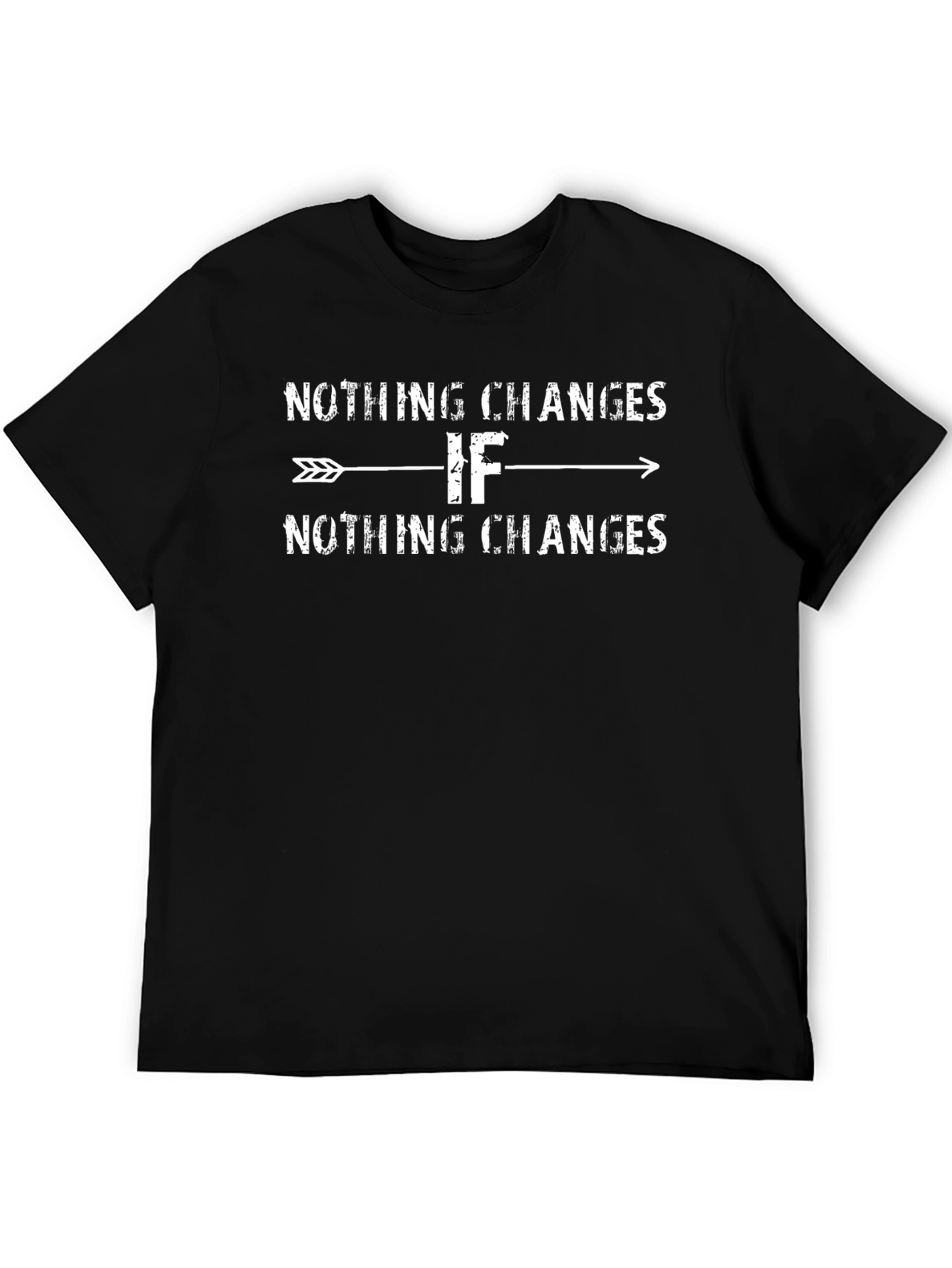 Black Nothing Changes Slogan T-Shirt - Black view 5