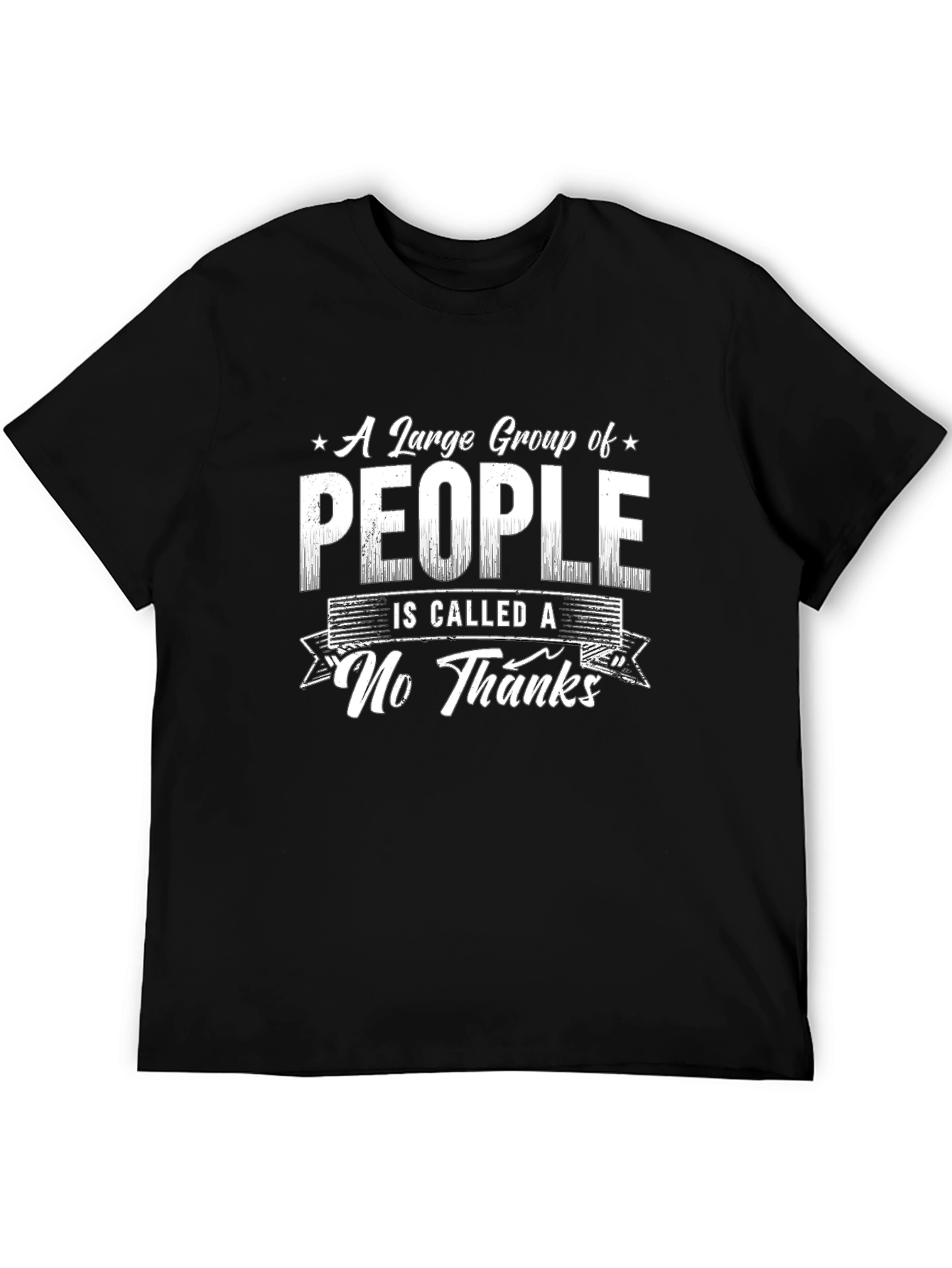 Black Funny Sarcastic Graphic Tee - No Thanks view 5